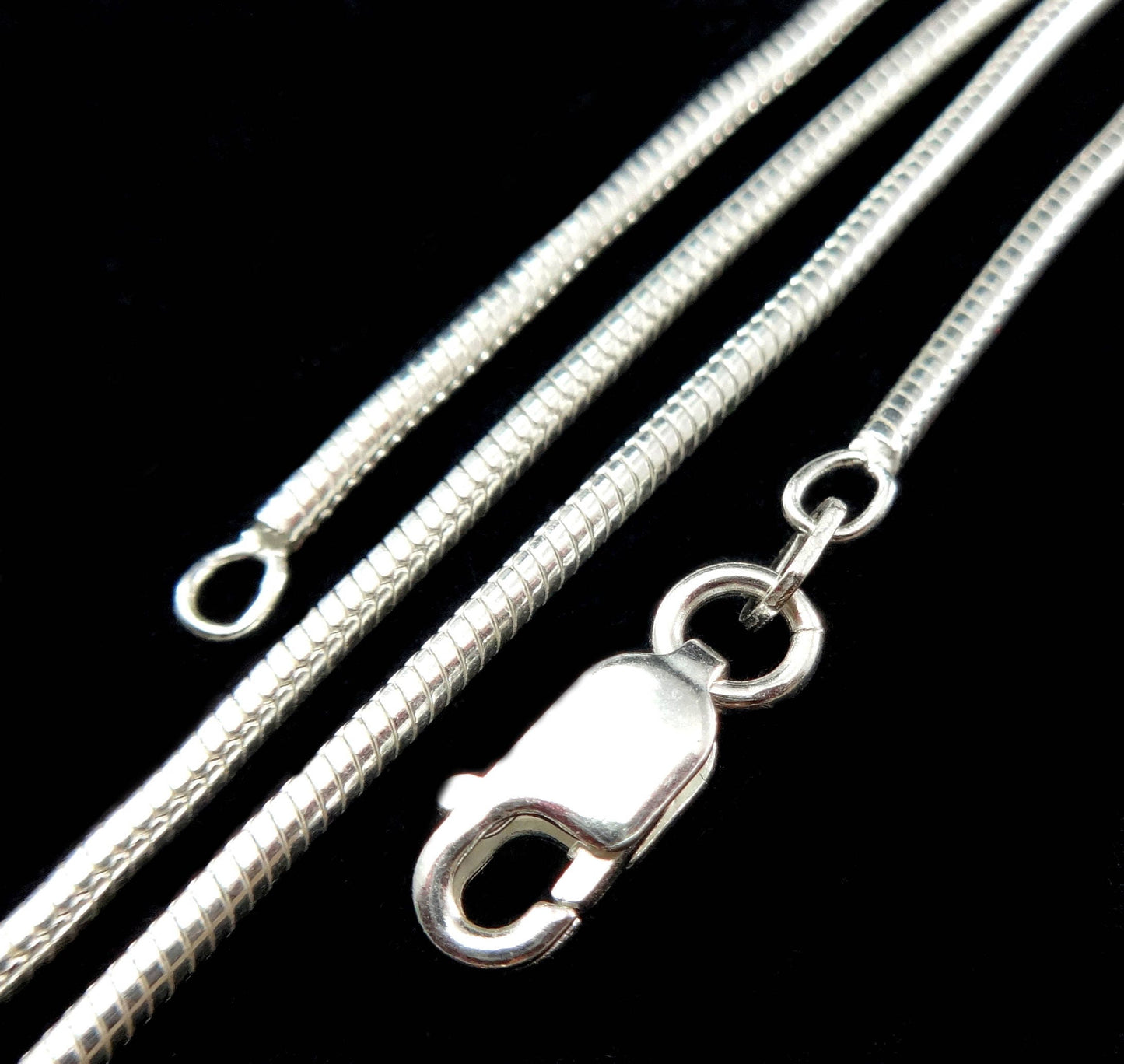 1.5MM Solid 925 Sterling Silver Italian Round Snake Chain Necklace or Bracelet, Made in Italy, Lengths: 7 16 18 20 24 26 28 or 30" Inches