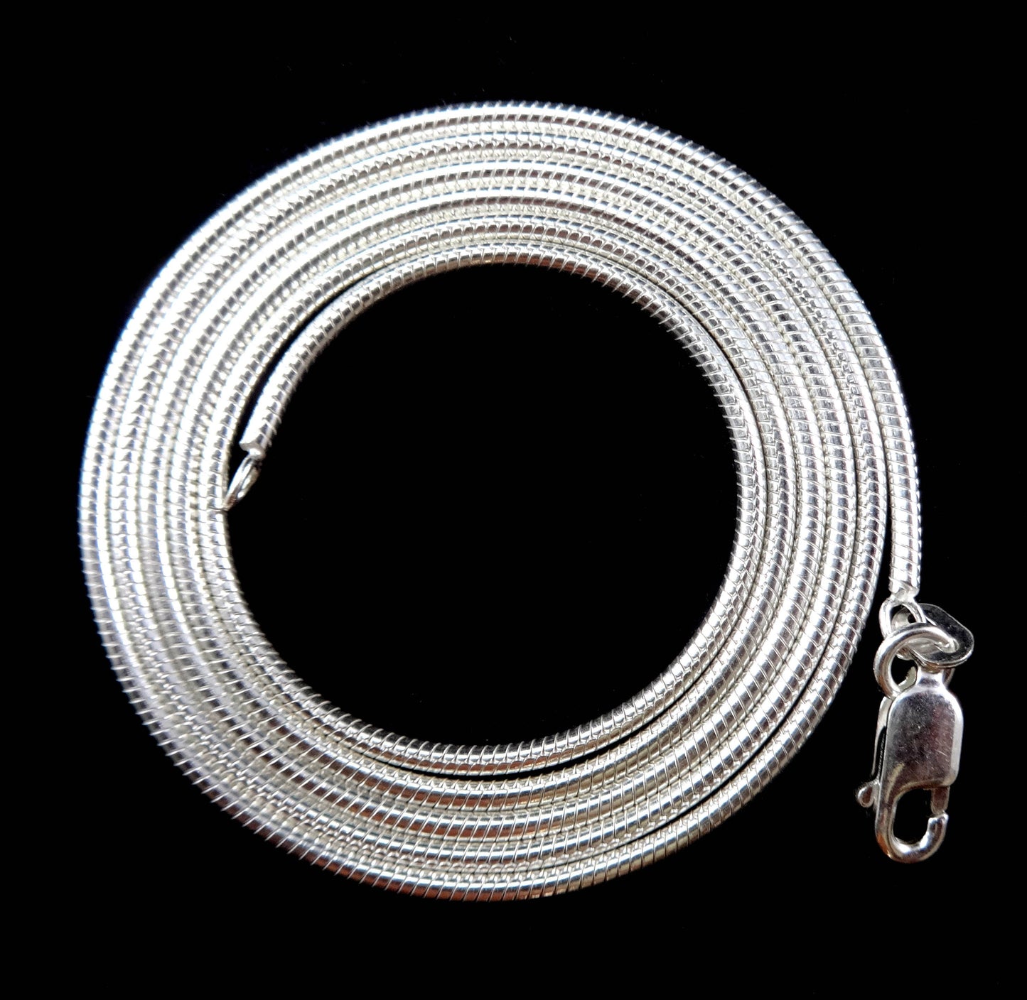 1.5MM Solid 925 Sterling Silver Italian Round Snake Chain Necklace or Bracelet, Made in Italy, Lengths: 7 16 18 20 24 26 28 or 30" Inches