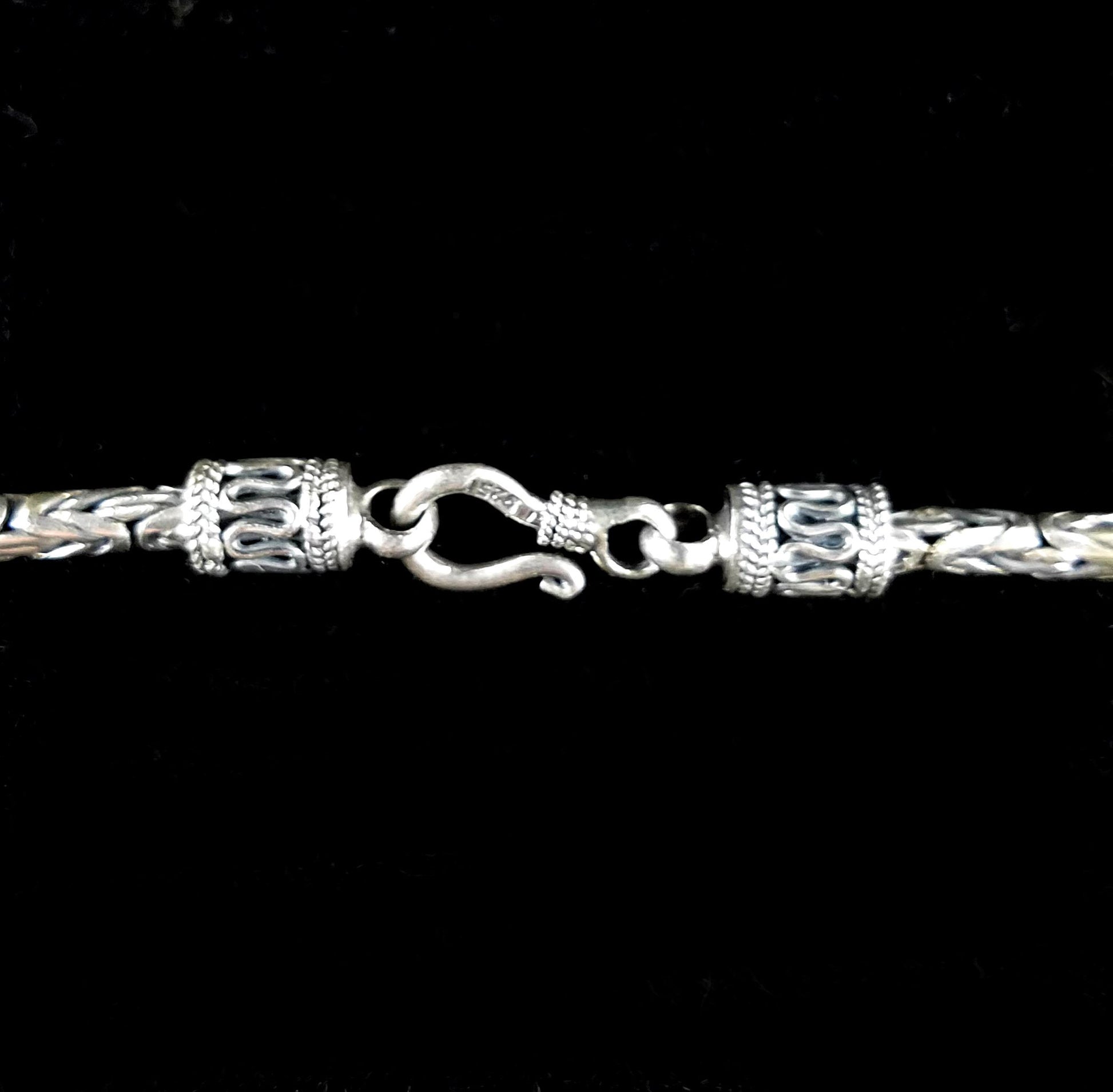 Handmade 2.5mm Solid 925 Sterling Silver Balinese BYZANTINE Borobudur Link Chain Necklace Bracelet 7.5 8 9 16 18 20 22 24 26 28 or 30 Inches