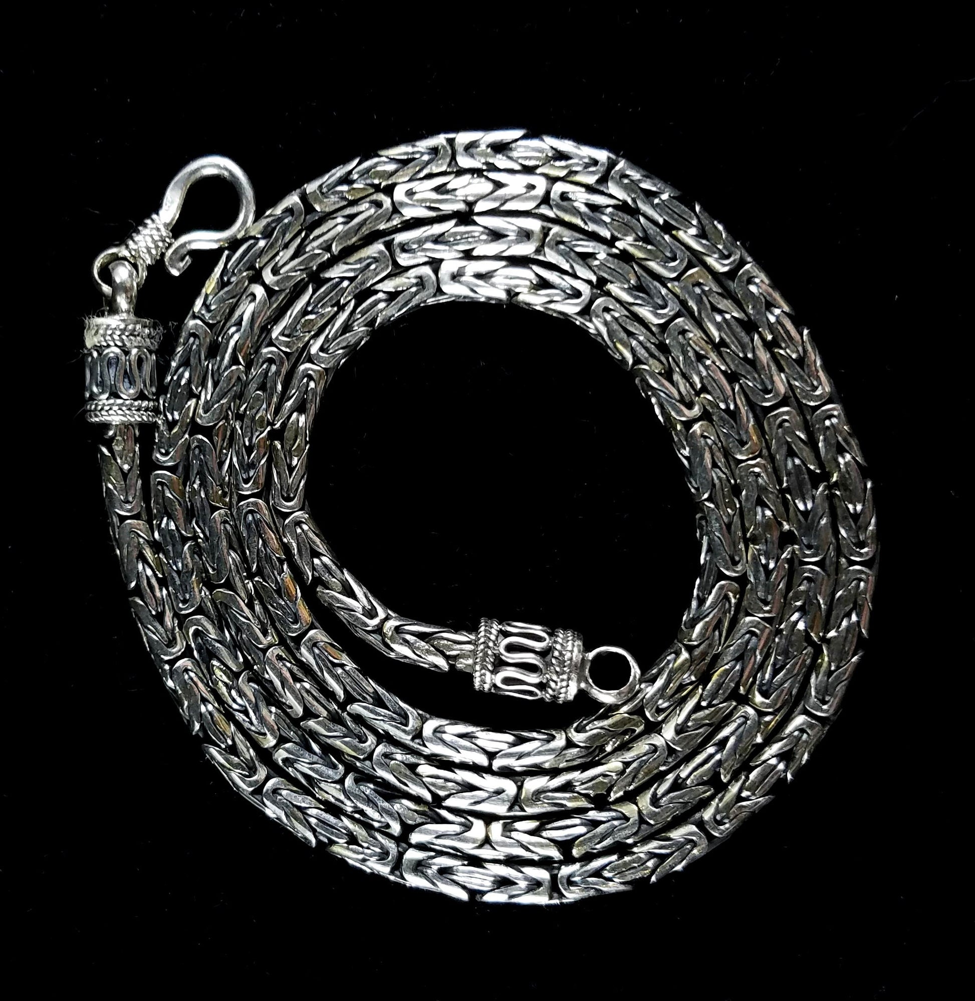 Handmade 2.5mm Solid 925 Sterling Silver Balinese BYZANTINE Borobudur Link Chain Necklace Bracelet 7.5 8 9 16 18 20 22 24 26 28 or 30 Inches