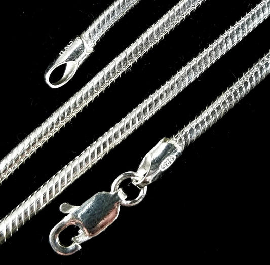 2.5MM Solid 925 Sterling Silver Italian Round Unisex Snake Chain Necklace or Bracelet Made in Italy 7.5 16 18 20 22 24 26 28 or 30" Inches