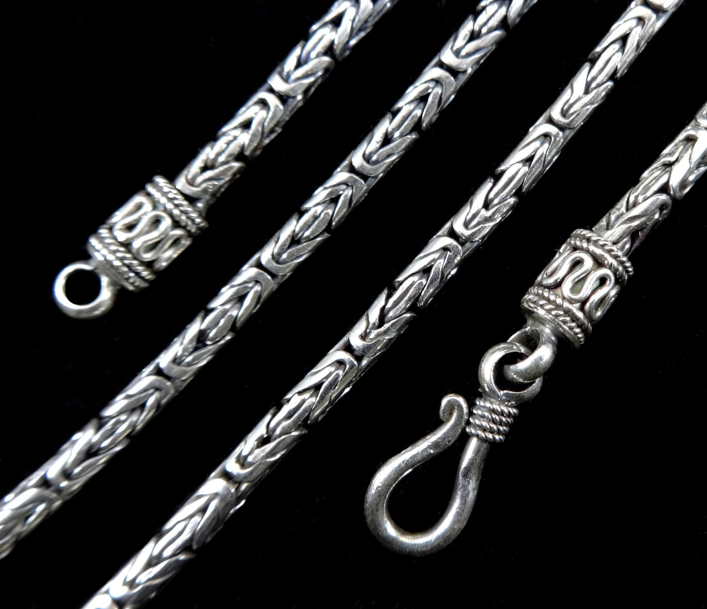 Handmade 2.5mm Solid 925 Sterling Silver Balinese BYZANTINE Borobudur Link Chain Necklace Bracelet 7.5 8 9 16 18 20 22 24 26 28 or 30 Inches