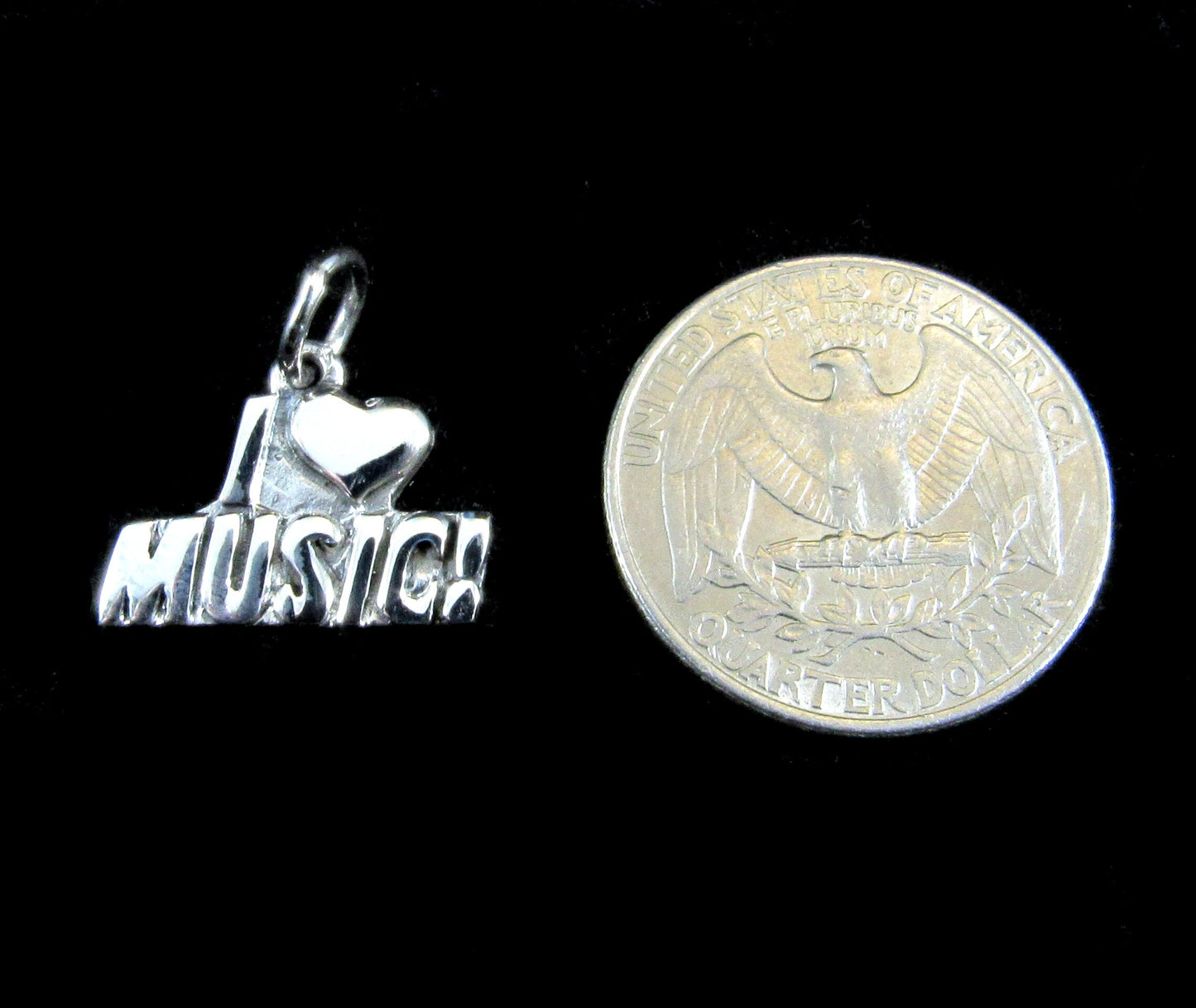 Handcrafted Solid 925 Sterling Silver I Heart Music Charm, I Love Music Pendant