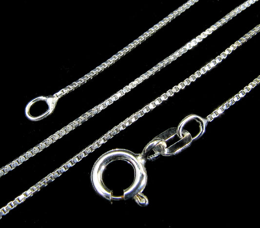0.7MM Solid 925 Sterling Silver Dainty Italian Square BOX CHAIN Necklace, Made in Italy, 14 16 18 20 22 24 Inches, for small charms/pendants