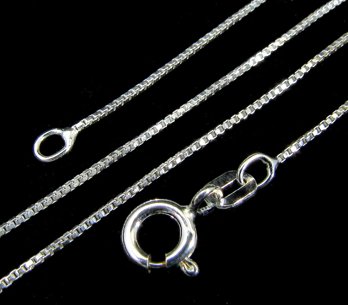 0.7MM Solid 925 Sterling Silver Dainty Italian Square BOX CHAIN Necklace, Made in Italy, 14 16 18 20 22 24 Inches, for small charms/pendants