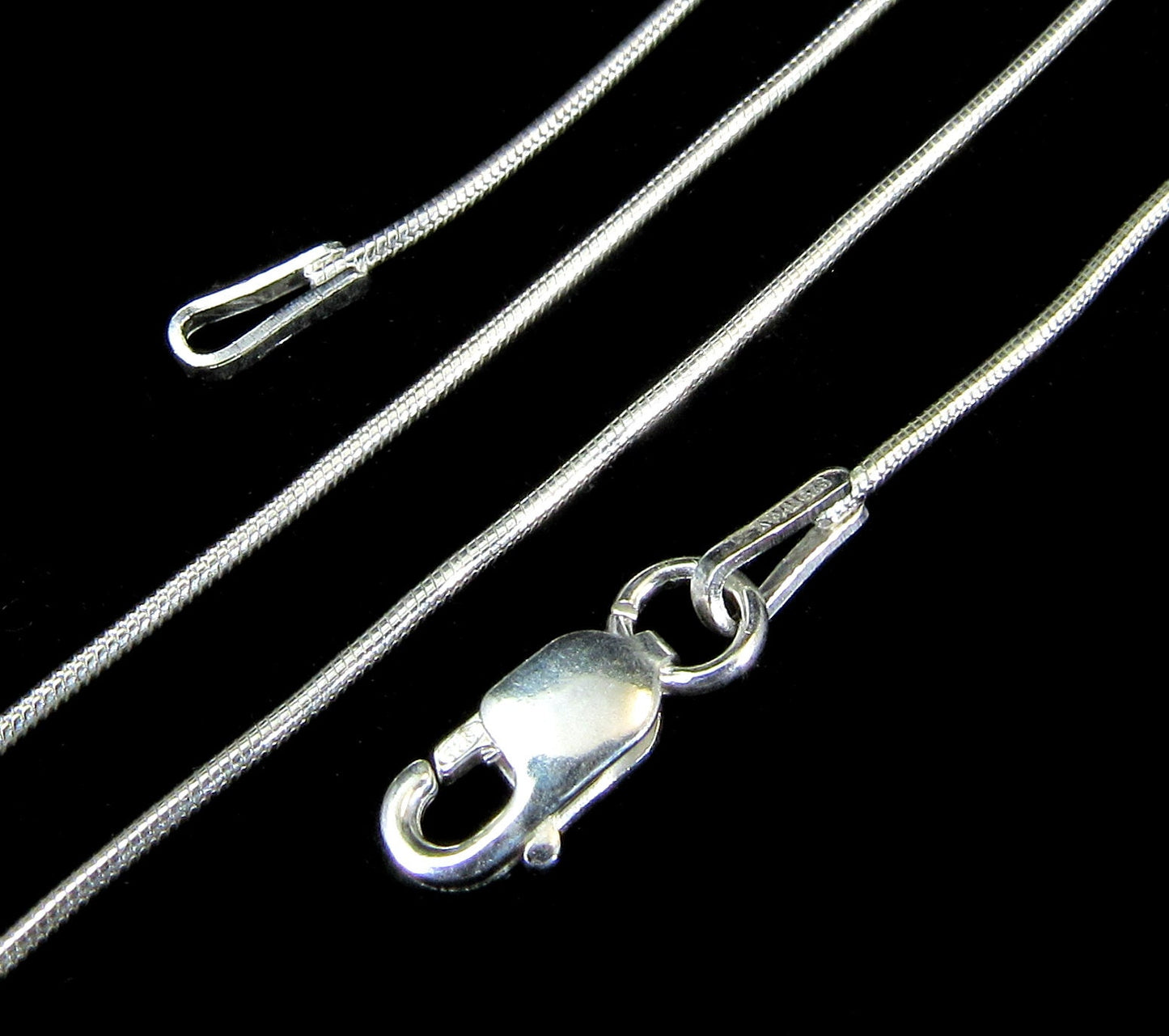 0.8MM Solid 925 Sterling Silver Dainty Italian Round Snake Chain Necklace, Made in Italy, 16" 18" 20" 22" 24" Inches, for Small Pendants