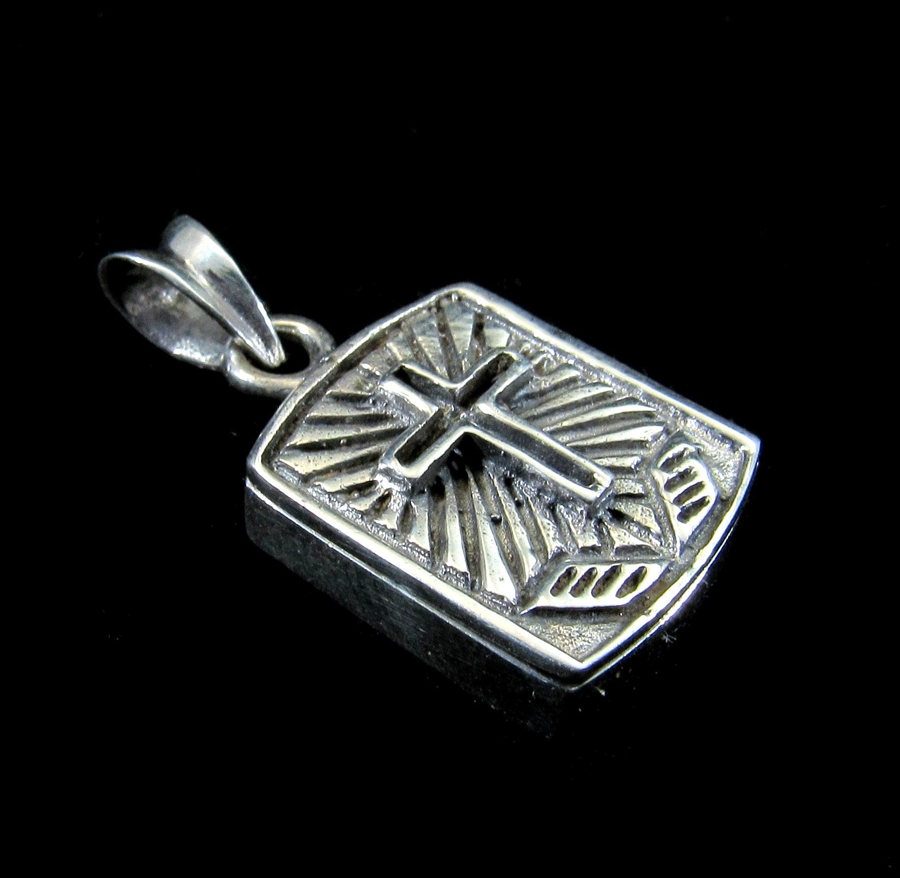 Handcrafted Solid 925 Sterling Silver 3D 3 Dimensional Hinged Holy Bible & Cross Locket Pendant, Opens to Reveal Secret Compartment