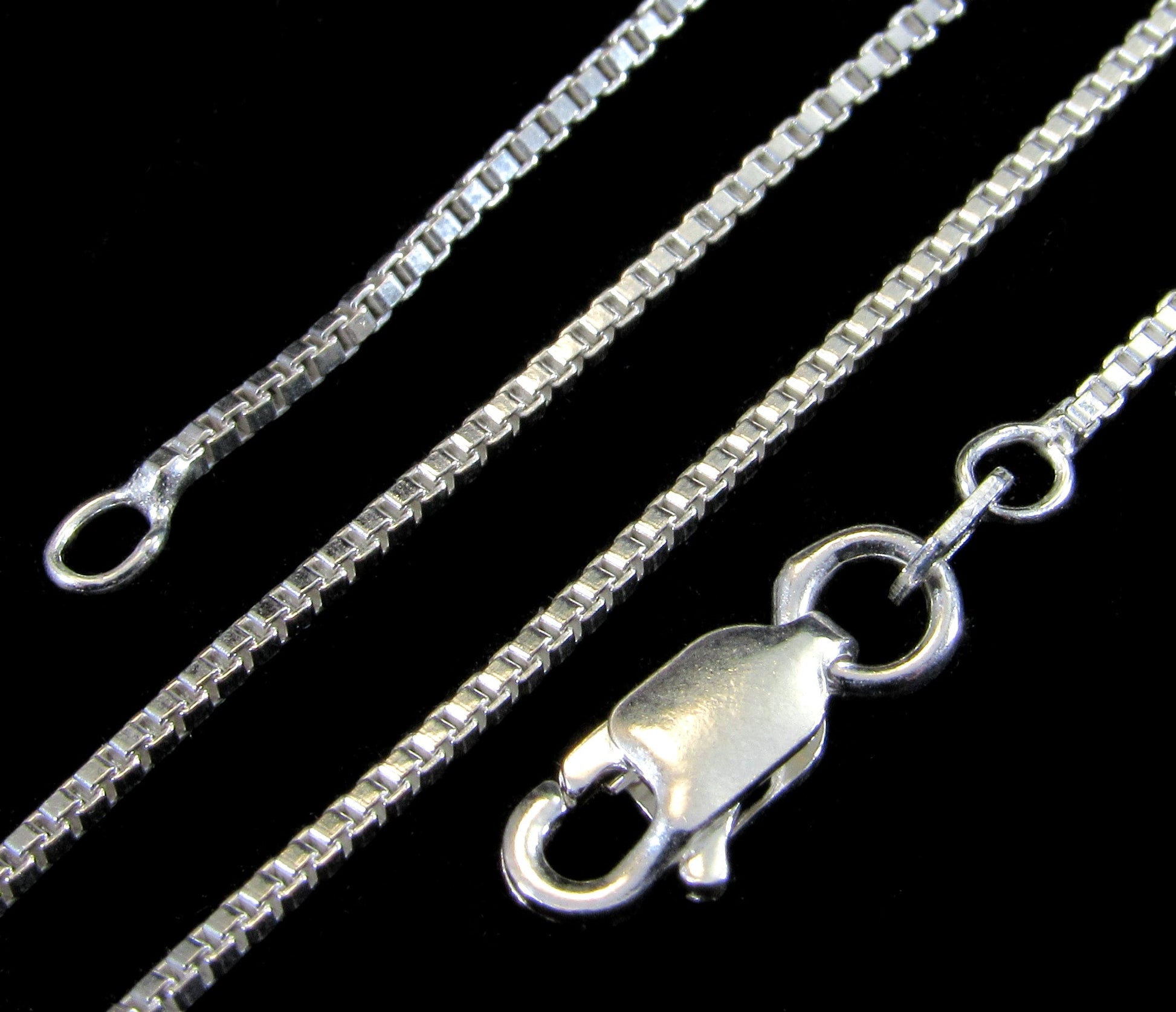 1.1MM Solid 925 Sterling Silver Italian Square Box Chain Necklace for Pendants & Charms Made in Italy,16" 18" 20" 24", 26", or 30" Inches