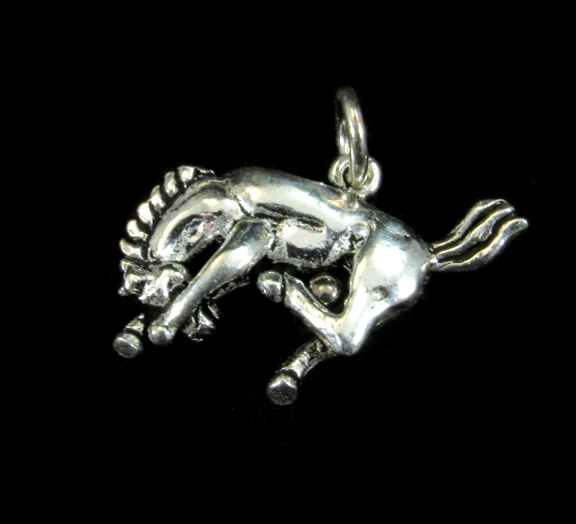 Solid 925 Sterling Silver Bucking Horse Pendant - Handcrafted Western Horse Necklace Charm, Solid Silver Cowboy Jewelry, Wild Stallion Charm