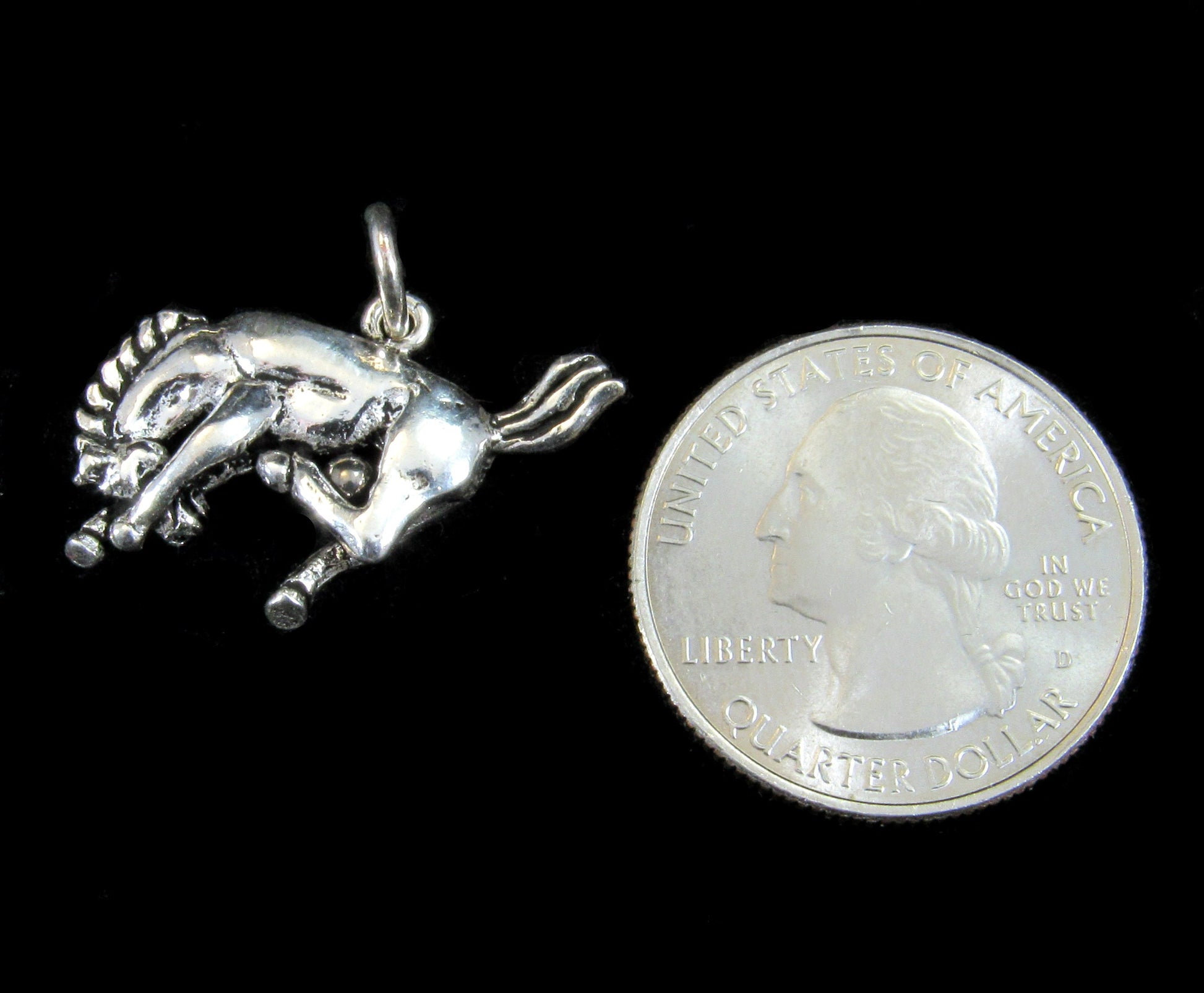Solid 925 Sterling Silver Bucking Horse Pendant - Handcrafted Western Horse Necklace Charm, Solid Silver Cowboy Jewelry, Wild Stallion Charm