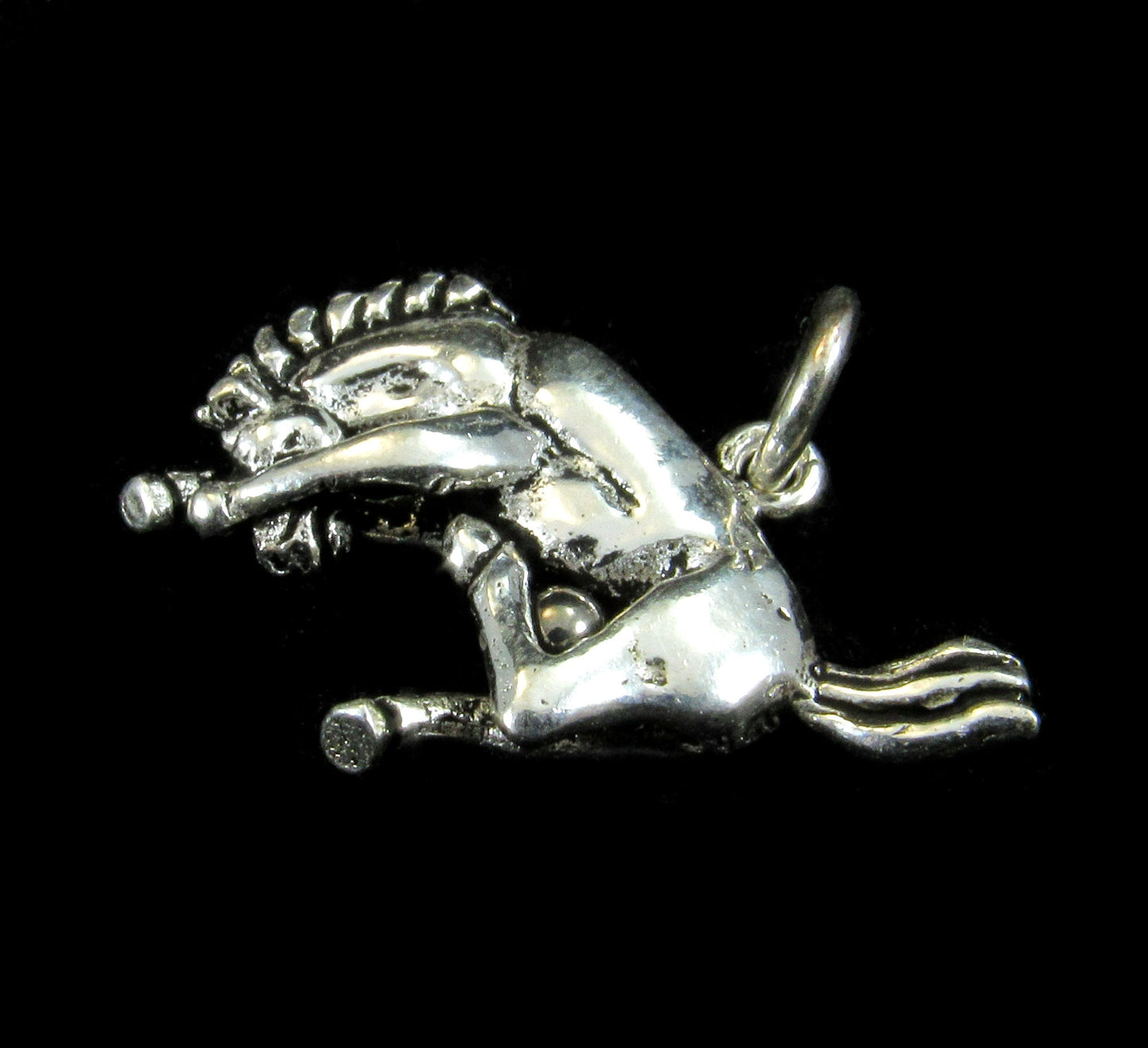 Solid 925 Sterling Silver Bucking Horse Pendant - Handcrafted Western Horse Necklace Charm, Solid Silver Cowboy Jewelry, Wild Stallion Charm