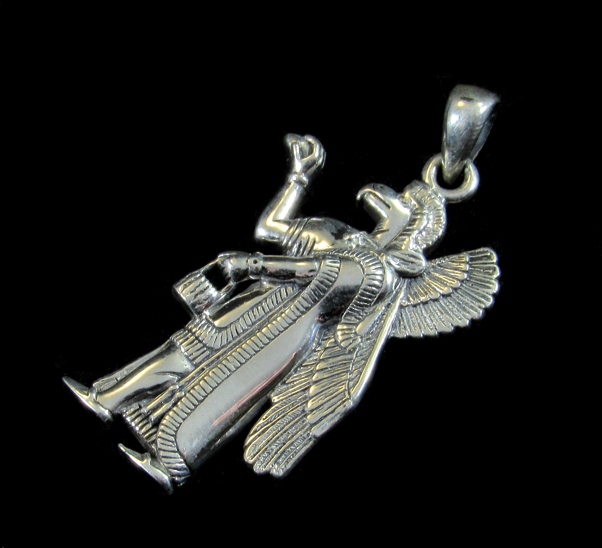 Solid 925 Sterling Silver Nisroch Assyrian Deity Pendant, God of Agriculture, Nesher the Great Eagle