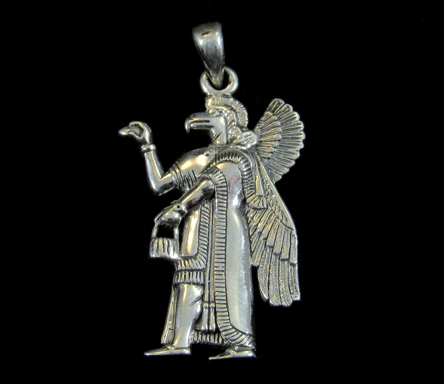 Solid 925 Sterling Silver Nisroch Assyrian Deity Pendant, God of Agriculture, Nesher the Great Eagle