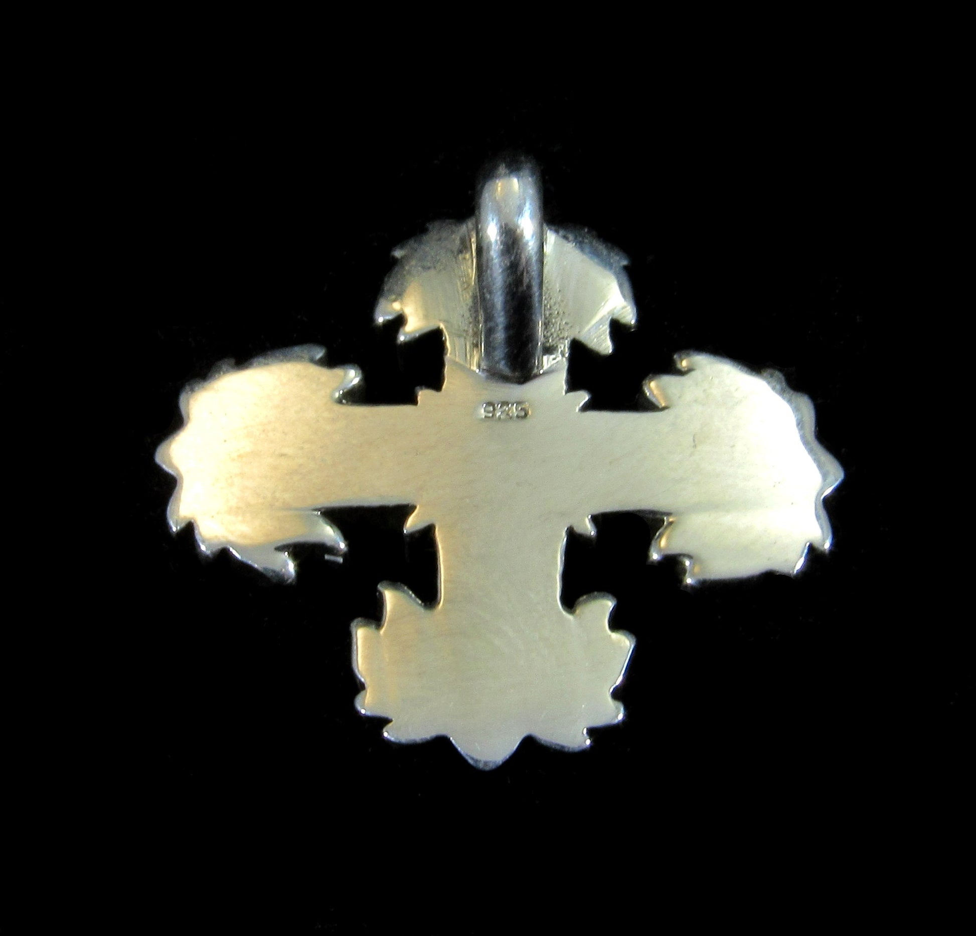 Solid 925 Sterling Silver Square Filigree Cross Pendant, Handcrafted Coat of Arms Motif, Quadskelion Slide Pendant, Medieval Jewelry