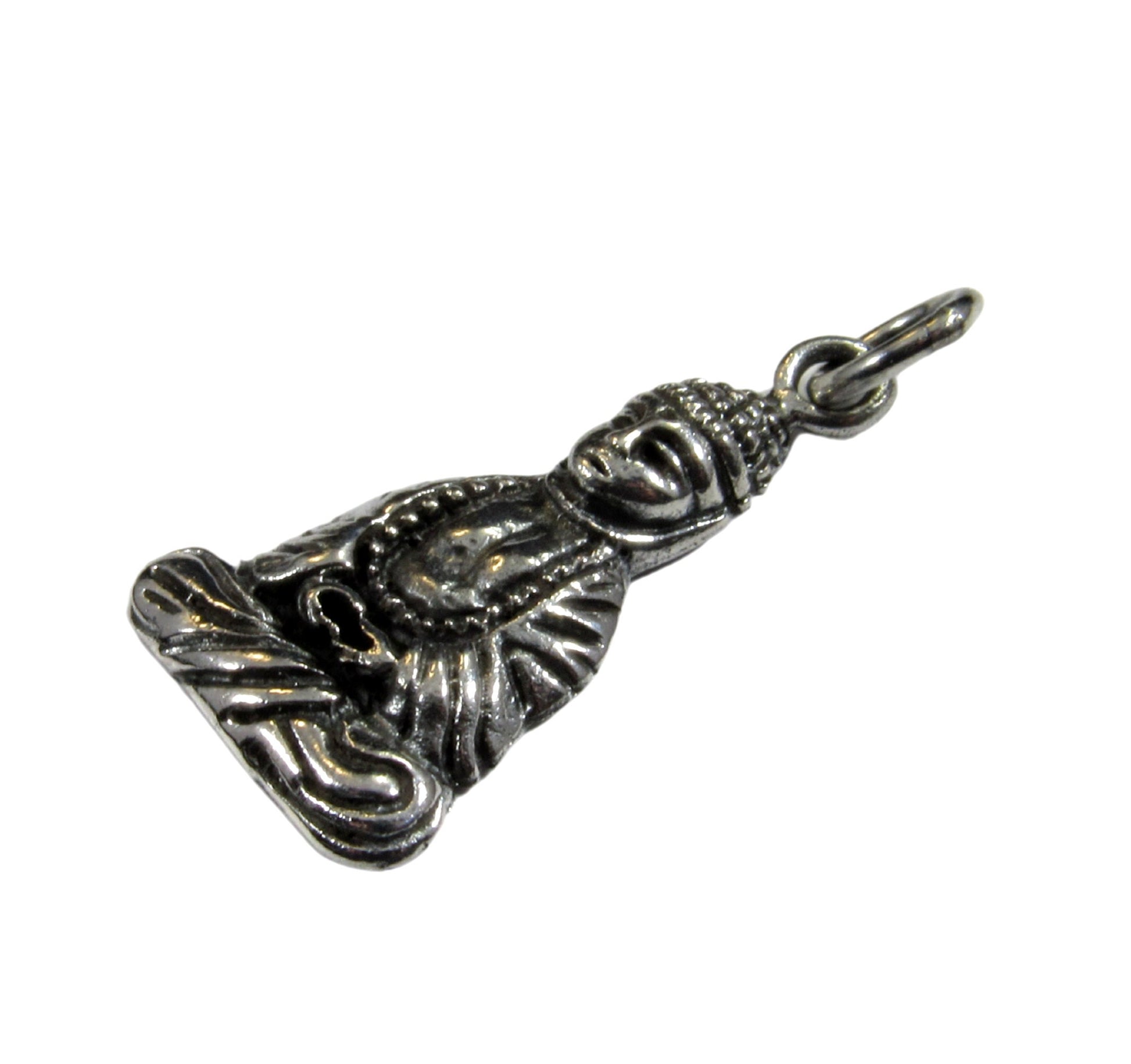 Solid 925 Sterling Silver Meditating Buddha Pendant - Yoga Meditation Jewelry - Seated & Praying Dhyana Mudra - Spiritual Necklace Charm