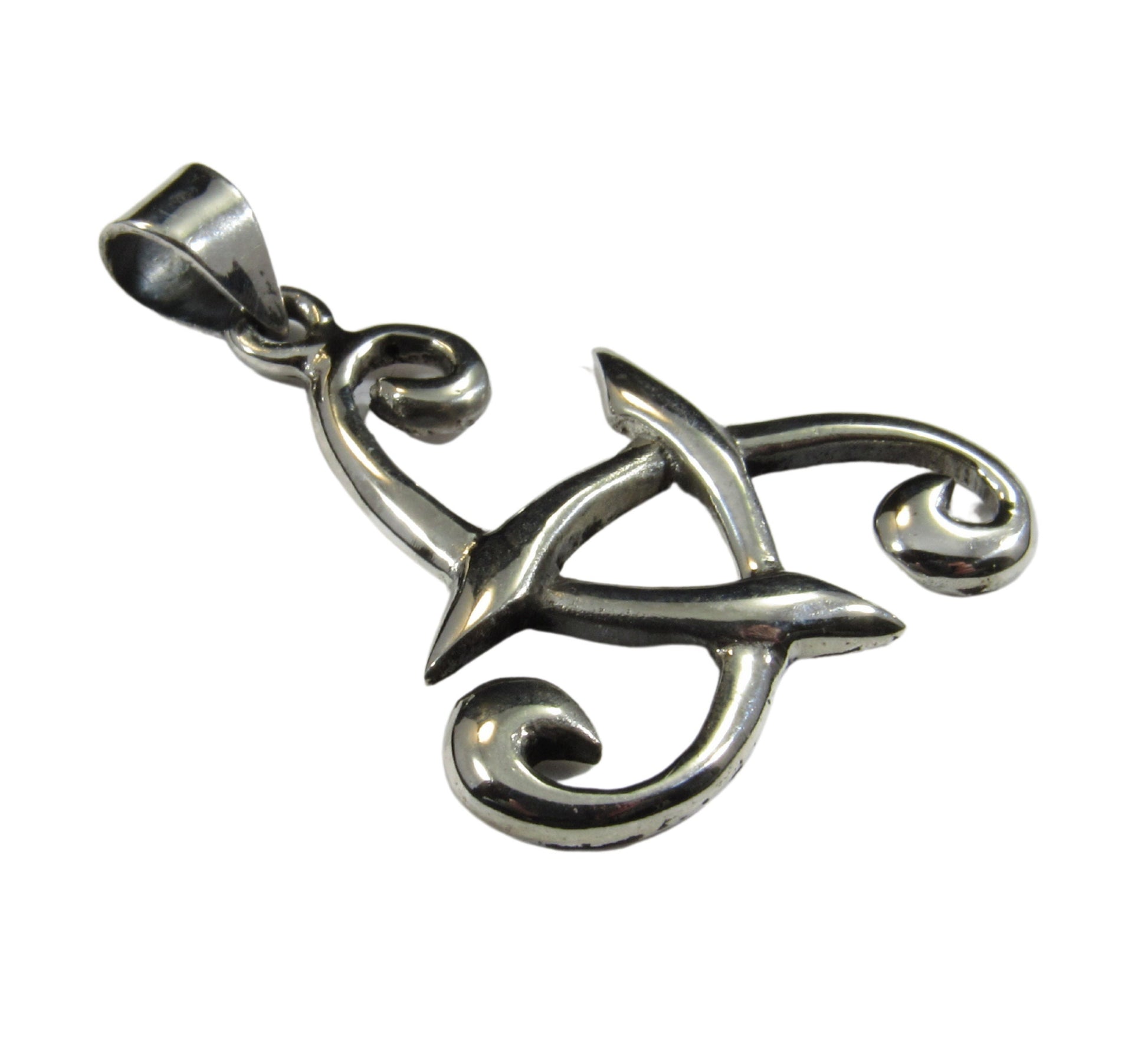 Handcrafted Solid 925 Sterling Silver Viking Odin's Horn, Celtic Horned Triskele, Triskelion Trinity Triangle Pendant