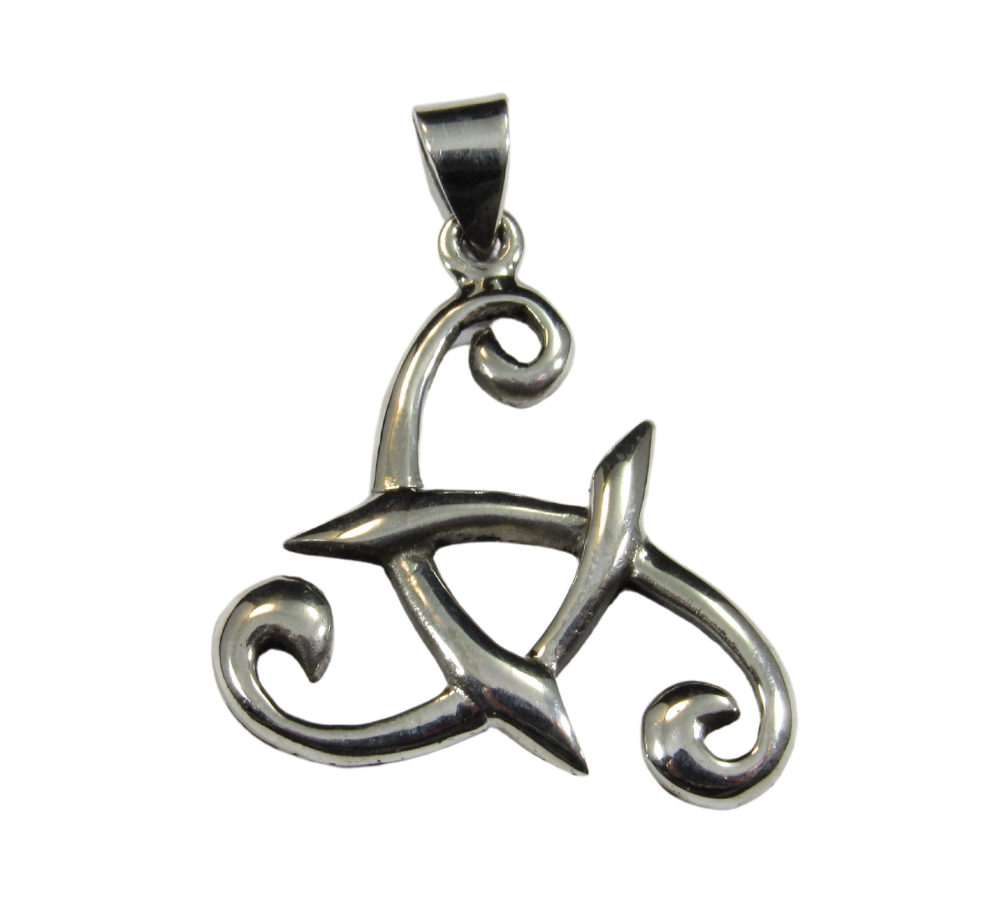 Handcrafted Solid 925 Sterling Silver Viking Odin's Horn, Celtic Horned Triskele, Triskelion Trinity Triangle Pendant