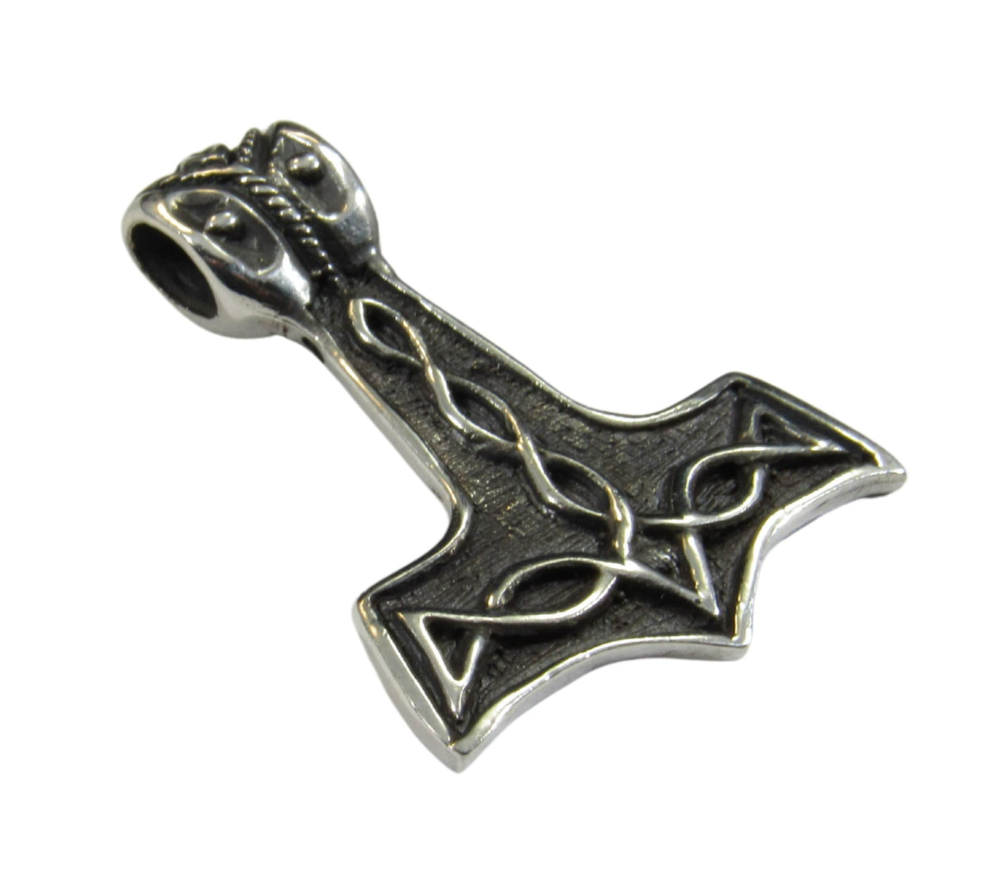 Solid 925 Sterling Silver Thor's Hammer Slide Pendant, Mjolnir Necklace Charm, Viking Jewelry, Norse Amulet, Woodland Cottagecore Jewelry