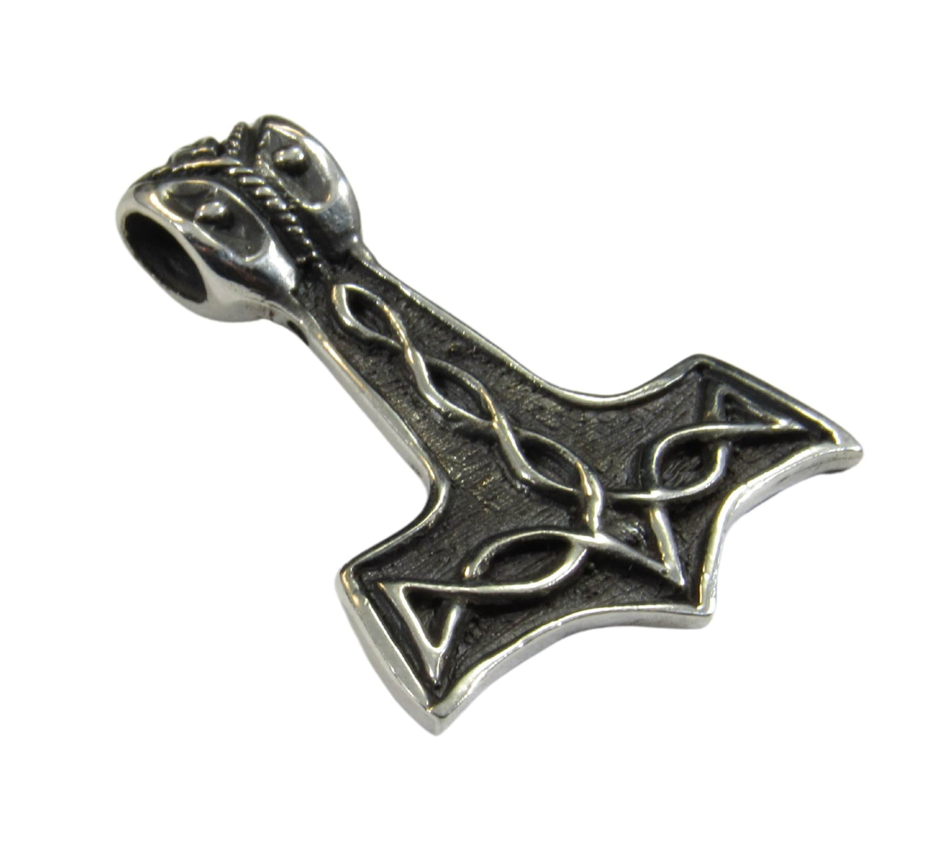 Solid 925 Sterling Silver Thor's Hammer Slide Pendant, Mjolnir Necklace Charm, Viking Jewelry, Norse Amulet, Woodland Cottagecore Jewelry