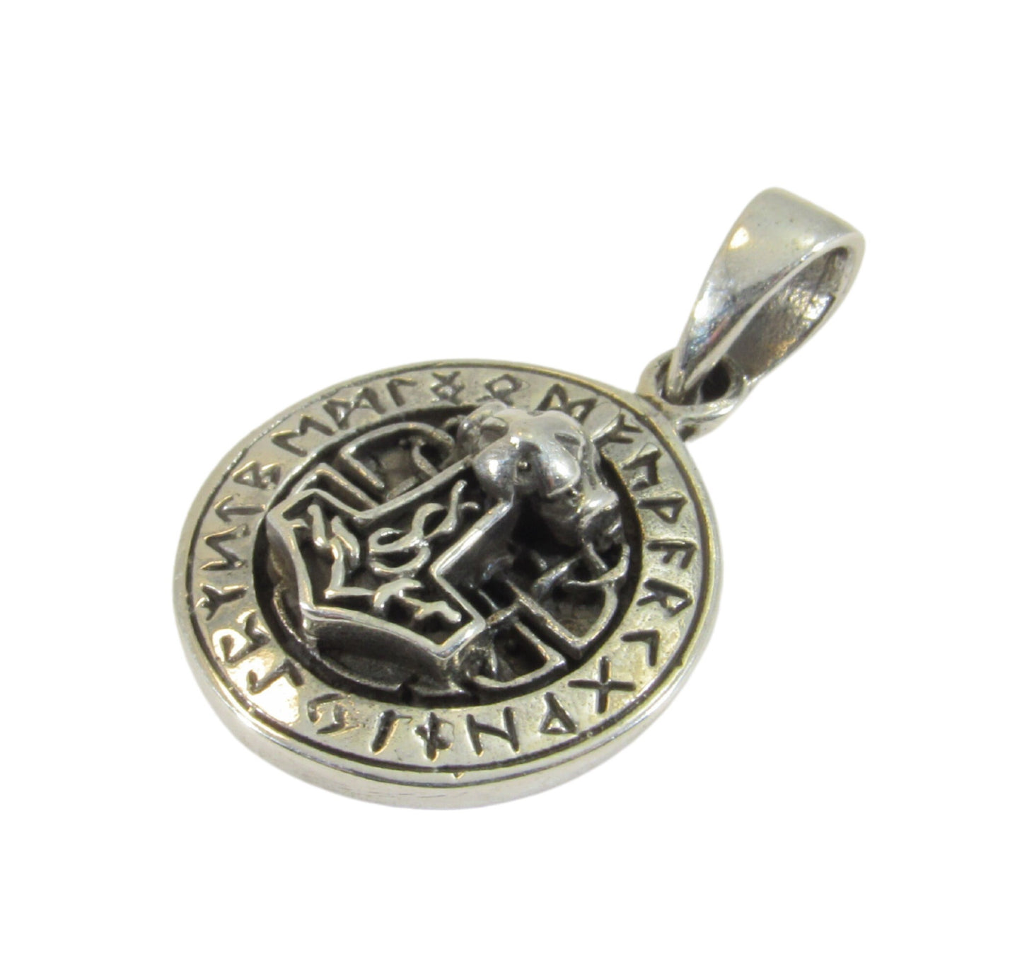 Handcrafted Solid 925 Sterling Silver Celtic Norse Thor's Hammer with Trinity Knot and scroll work Slide Pendant Mjollnir