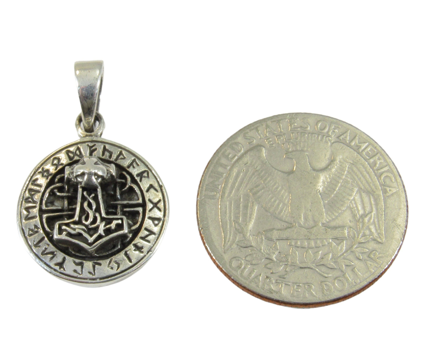 Handcrafted Solid 925 Sterling Silver Celtic Norse Thor's Hammer with Trinity Knot and scroll work Slide Pendant Mjollnir