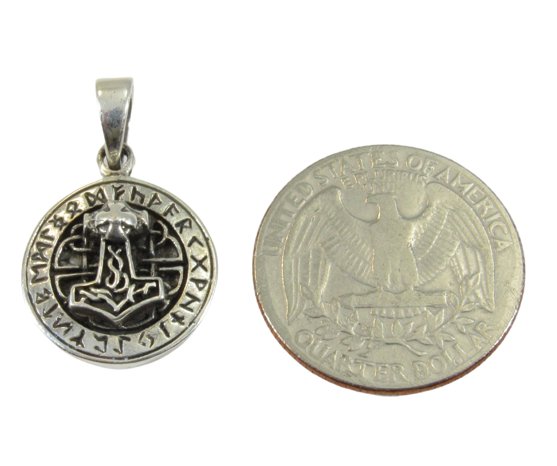 Handcrafted Solid 925 Sterling Silver Celtic Norse Thor's Hammer with Trinity Knot and scroll work Slide Pendant Mjollnir