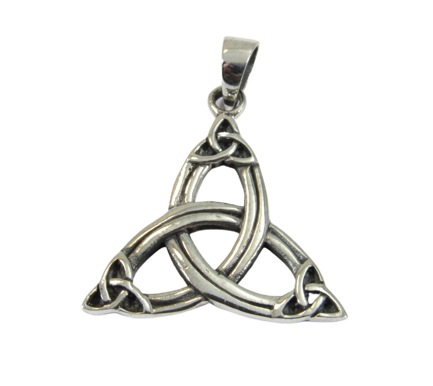 Solid 925 Sterling Silver Celtic Triquetra Pendant, Trinity Knot Necklace Amulet
