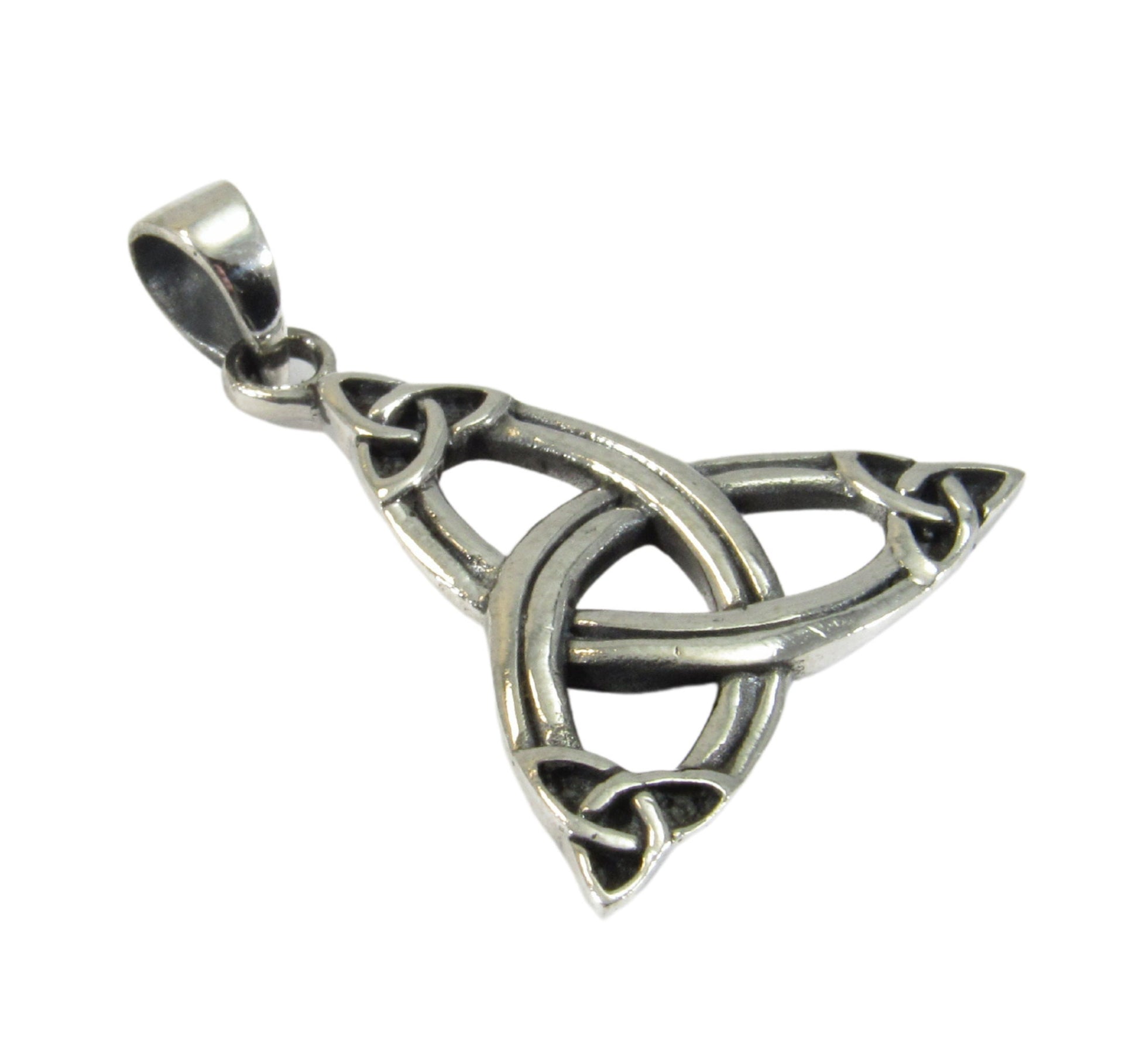 Solid 925 Sterling Silver Celtic Triquetra Pendant, Trinity Knot Necklace Amulet