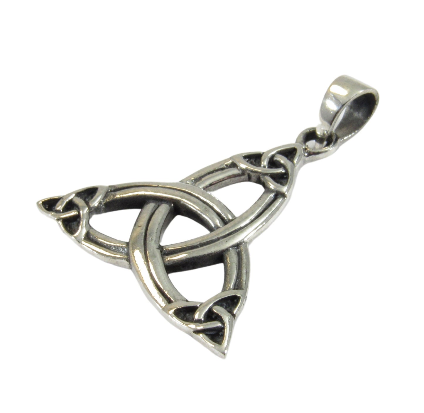Solid 925 Sterling Silver Celtic Triquetra Pendant, Trinity Knot Necklace Amulet