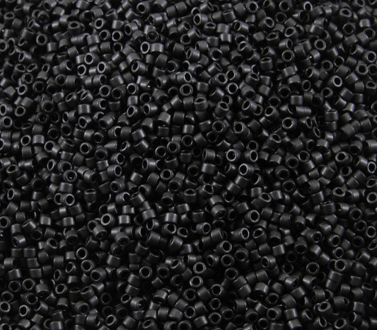 DB0310 11/0 Miyuki Matte Black Delica Seed Beads, 5 Grams Tube, 25 Grams Bag, DB310, DB-0310 Japanese Glass Delicas for Jewelry Making