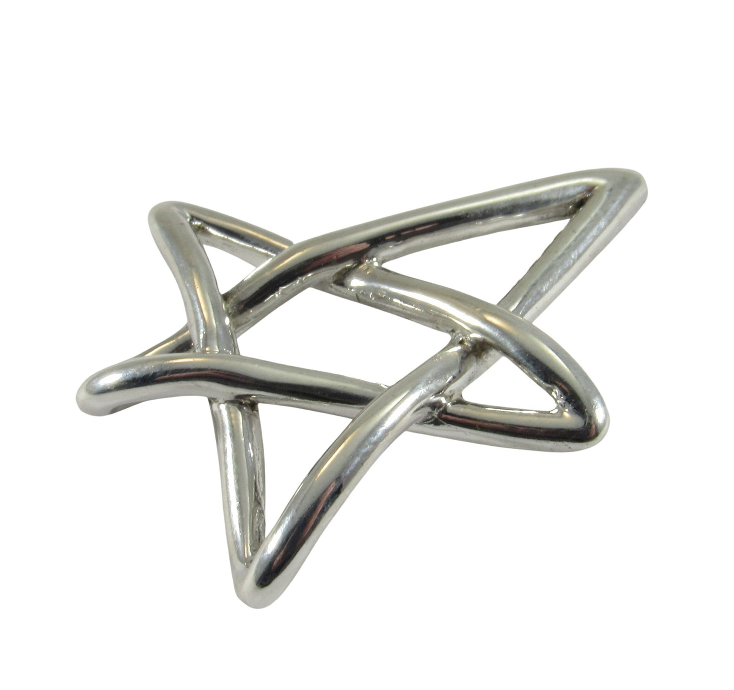 Solid 925 Sterling Silver Free Form Pentagram Pendant, Handcrafted Abstract Pagan Star, Wicca Magick Symbol, Whimsical Witchy Jewelry