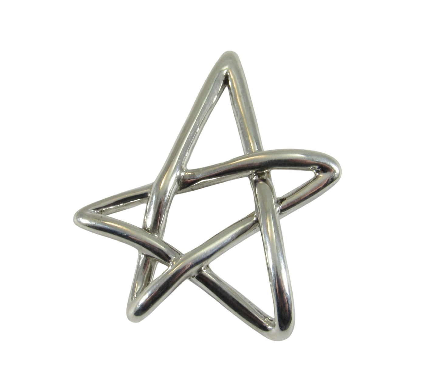 Solid 925 Sterling Silver Free Form Pentagram Pendant, Handcrafted Abstract Pagan Star, Wicca Magick Symbol, Whimsical Witchy Jewelry