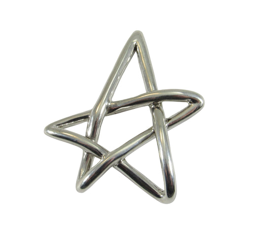 Solid 925 Sterling Silver Free Form Pentagram Pendant, Handcrafted Abstract Pagan Star, Wicca Magick Symbol, Whimsical Witchy Jewelry