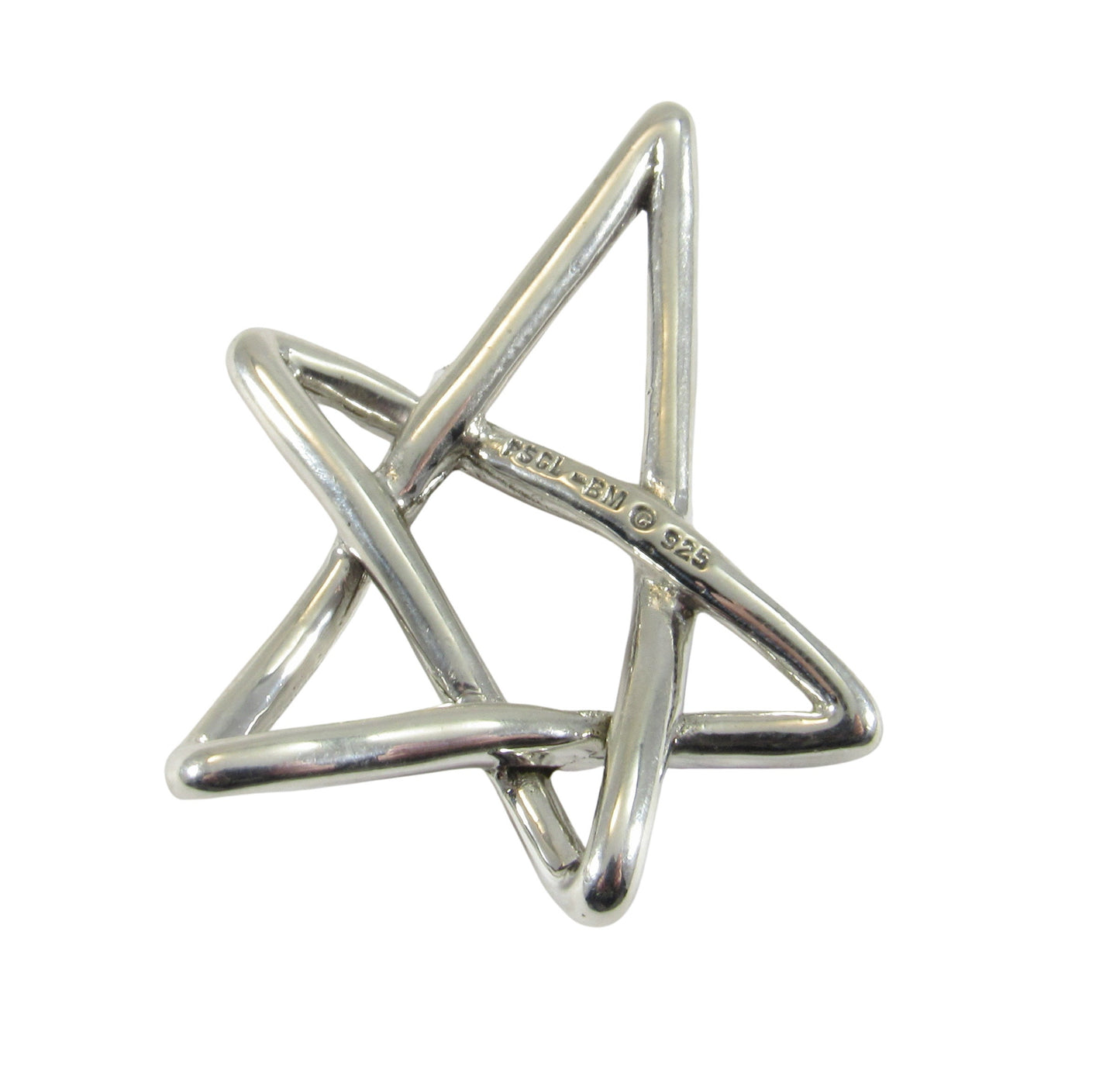 Solid 925 Sterling Silver Free Form Pentagram Pendant, Handcrafted Abstract Pagan Star, Wicca Magick Symbol, Whimsical Witchy Jewelry