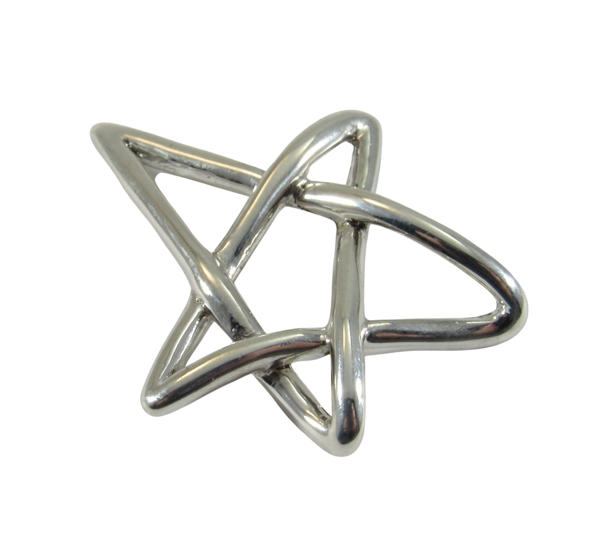 Solid 925 Sterling Silver Free Form Pentagram Pendant, Handcrafted Abstract Pagan Star, Wicca Magick Symbol, Whimsical Witchy Jewelry