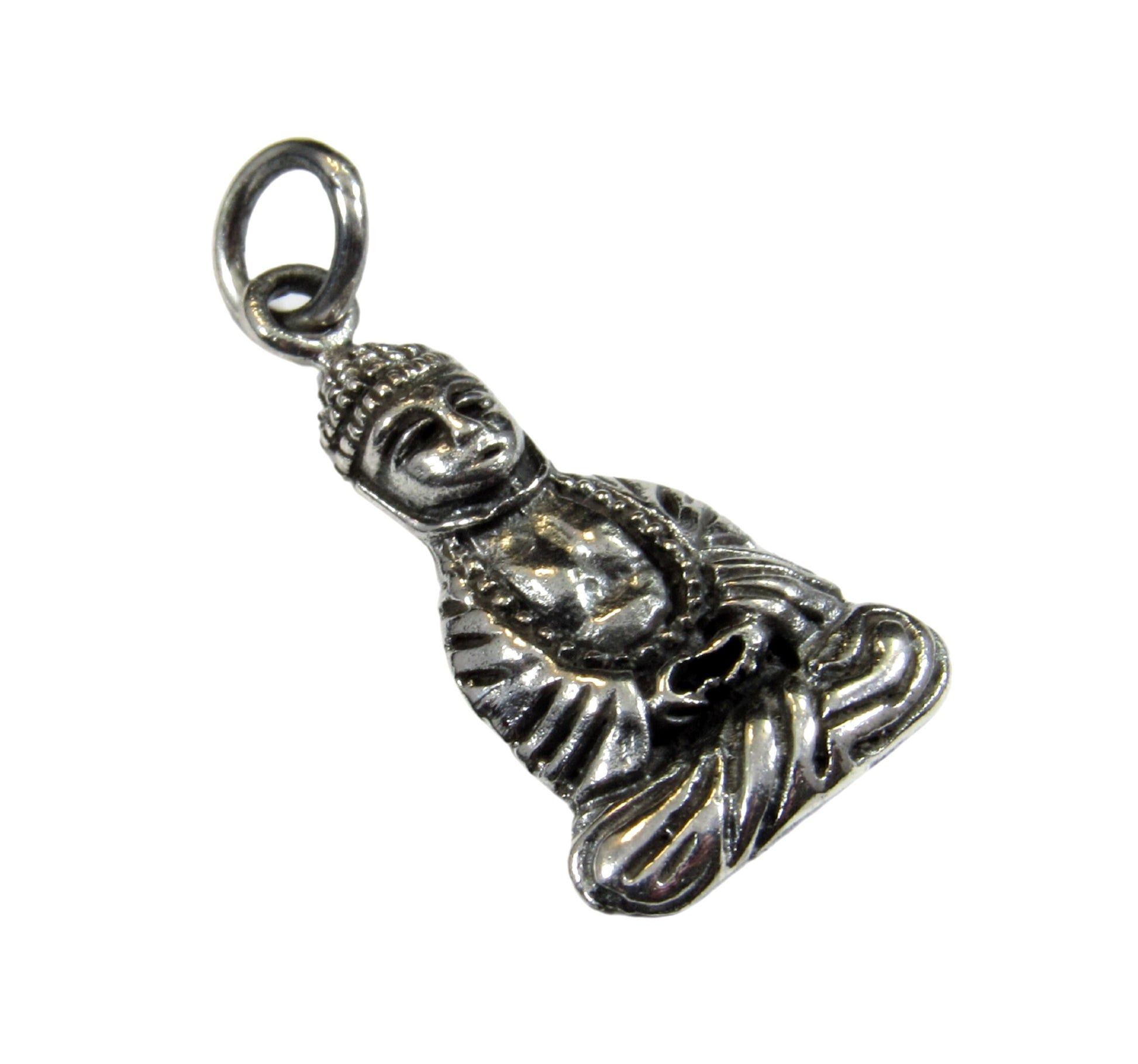 Solid 925 Sterling Silver Meditating Buddha Pendant - Yoga Meditation Jewelry - Seated & Praying Dhyana Mudra - Spiritual Necklace Charm