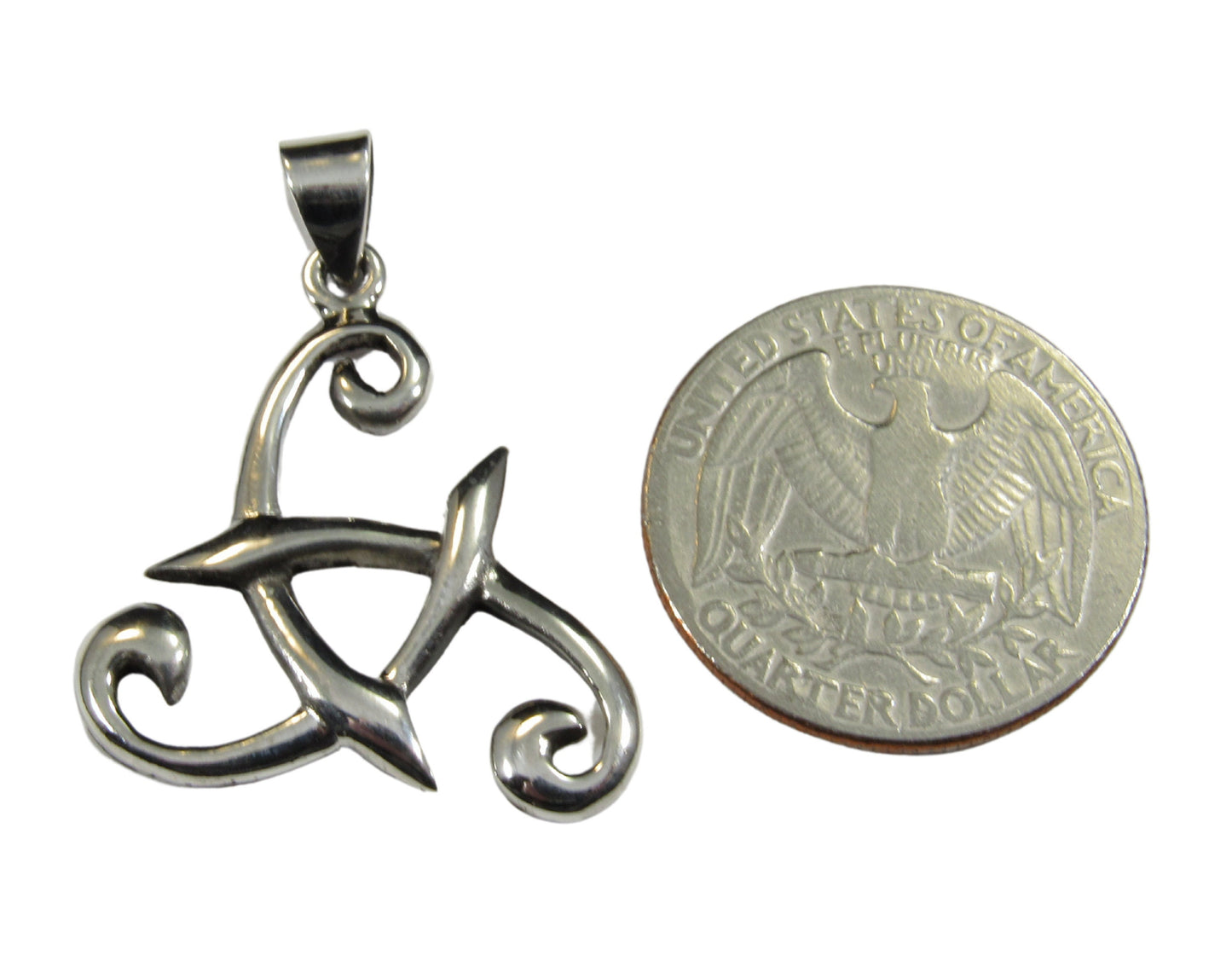 Handcrafted Solid 925 Sterling Silver Viking Odin's Horn, Celtic Horned Triskele, Triskelion Trinity Triangle Pendant