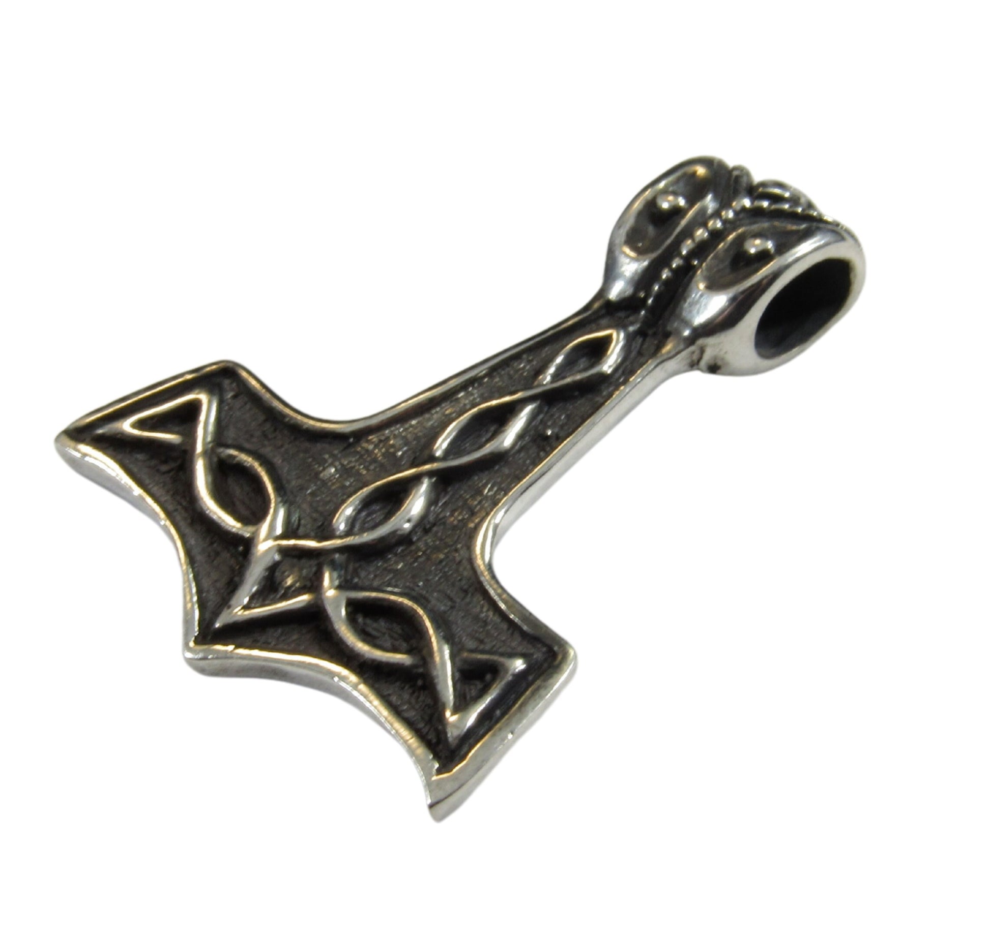 Solid 925 Sterling Silver Thor's Hammer Slide Pendant, Mjolnir Necklace Charm, Viking Jewelry, Norse Amulet, Woodland Cottagecore Jewelry