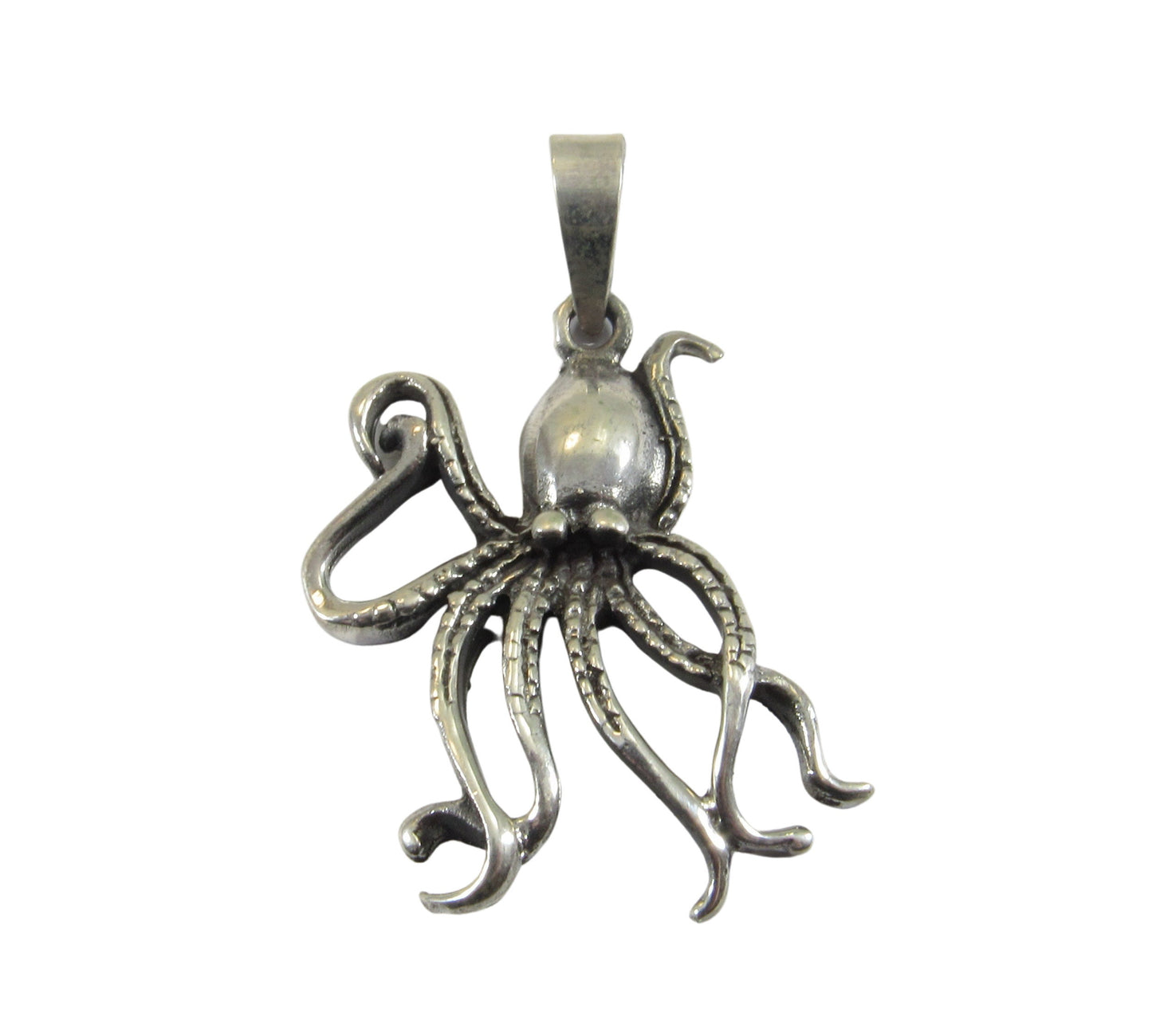 Solid 925 Sterling Silver Octopus Pendant - Nautical Sea Creature Necklace Charm - Ocean Animal Jewelry - Marine Life Gift for Her or Him