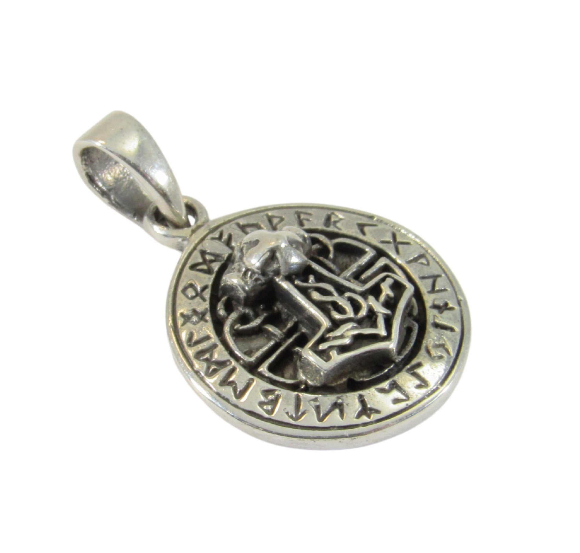 Handcrafted Solid 925 Sterling Silver Celtic Norse Thor's Hammer with Trinity Knot and scroll work Slide Pendant Mjollnir