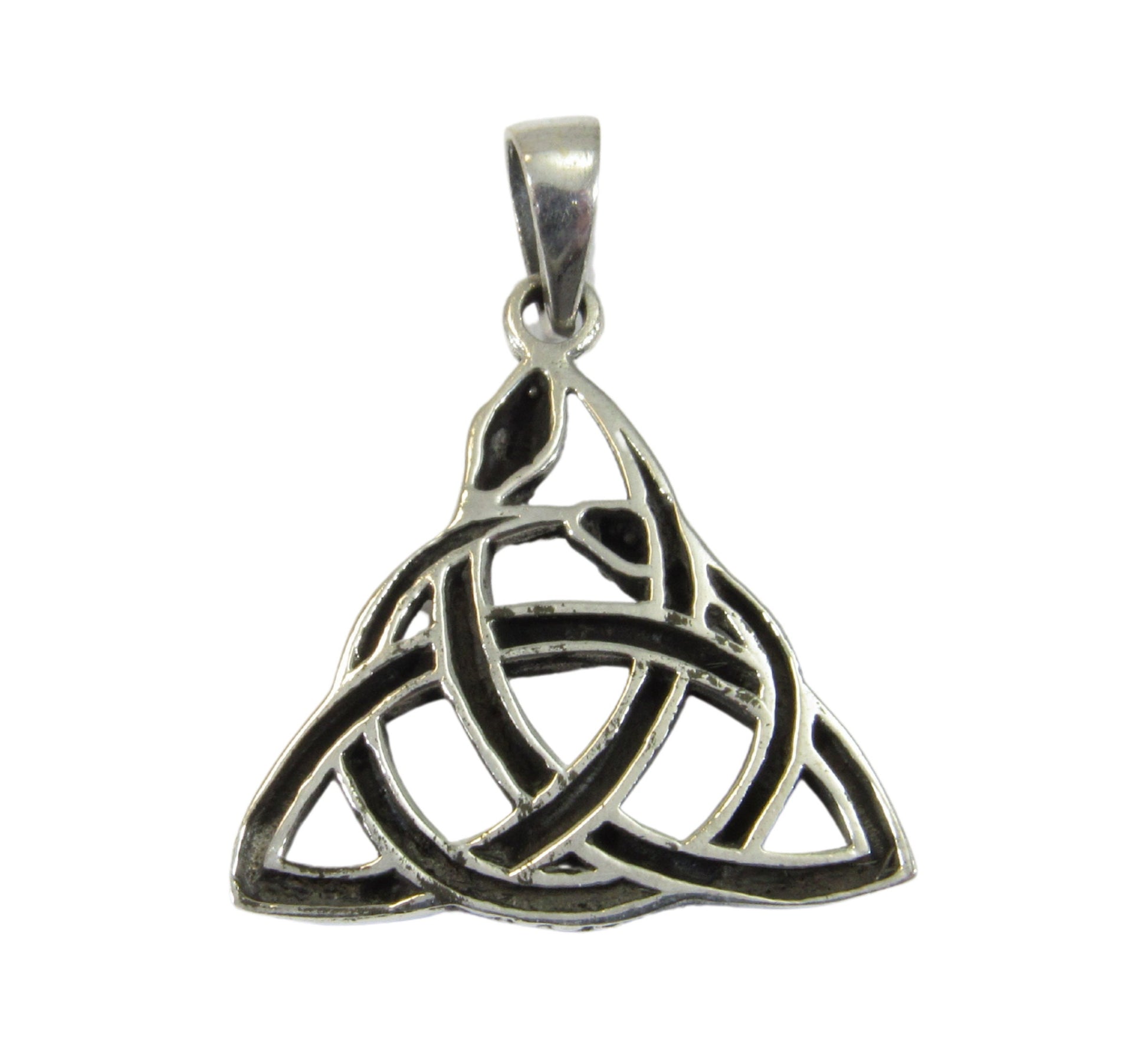 Solid 925 Sterling Silver Celtic Trinity Knot Snake Pendant, Ouroboros Triangle, Viking Triquetra Knot Pyramid Amulet, Gothic Jewelry Gift