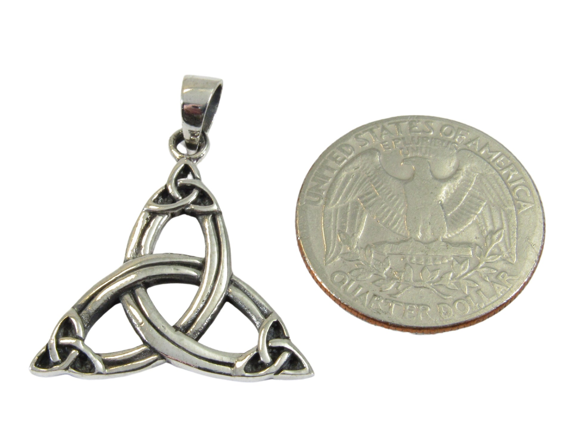 Solid 925 Sterling Silver Celtic Triquetra Pendant, Trinity Knot Necklace Amulet