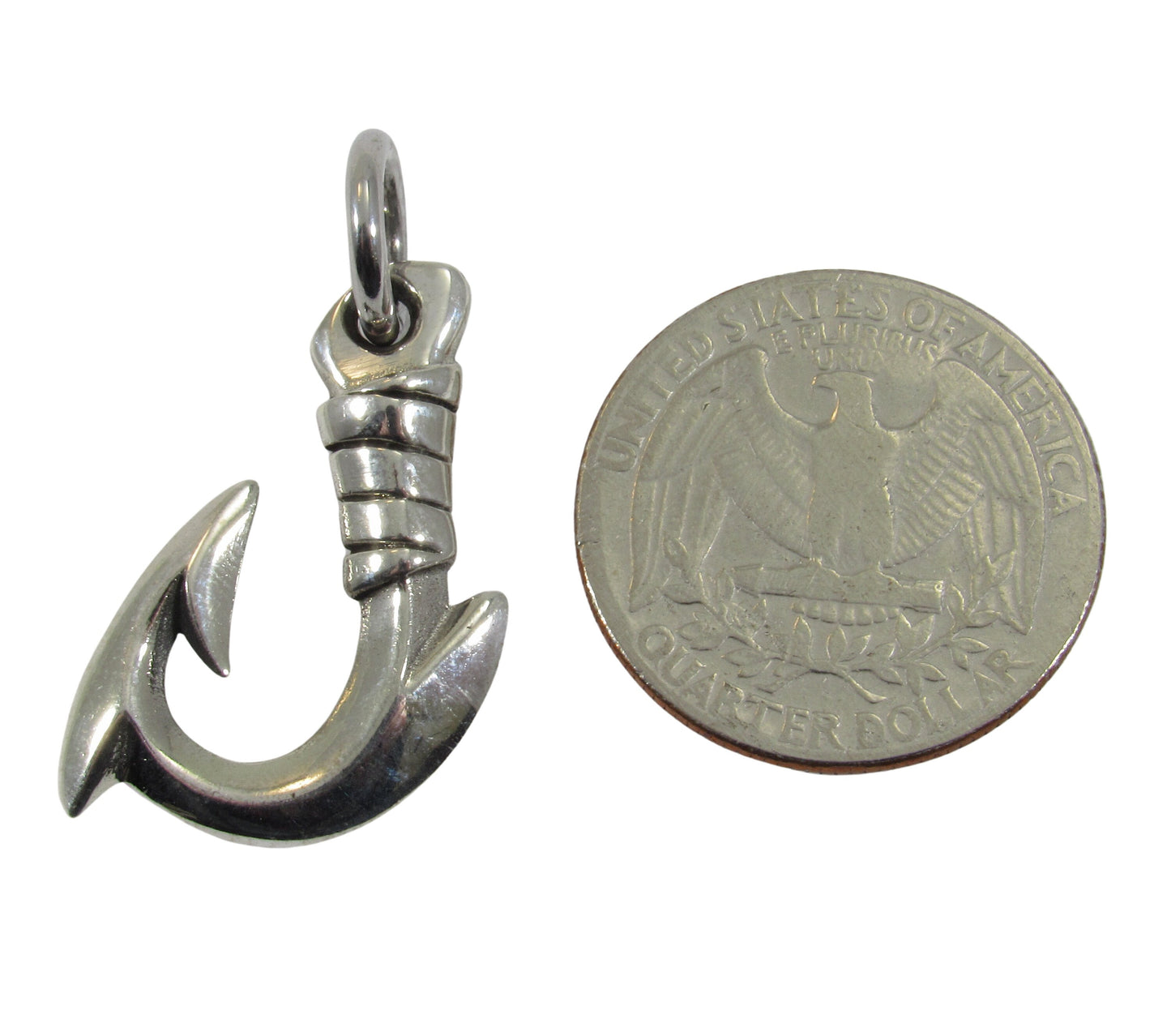 Solid 925 Sterling Silver Fishing Hook Pendant - Nautical Jewelry, Fisherman’s Necklace Charm, Ocean Lover Gift, Chunky Fish Hook Pendant