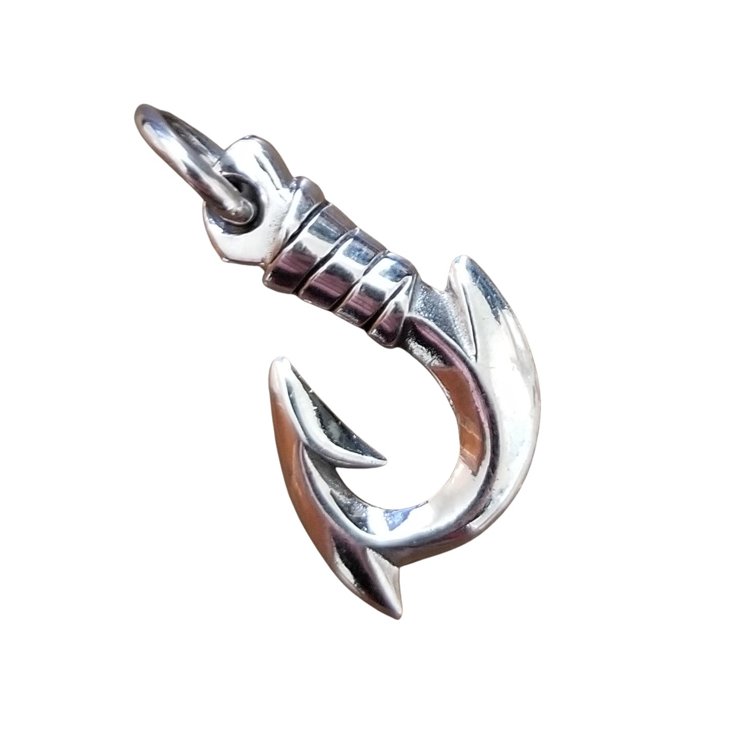 Solid 925 Sterling Silver Fishing Hook Pendant - Nautical Jewelry, Fisherman’s Necklace Charm, Ocean Lover Gift, Chunky Fish Hook Pendant