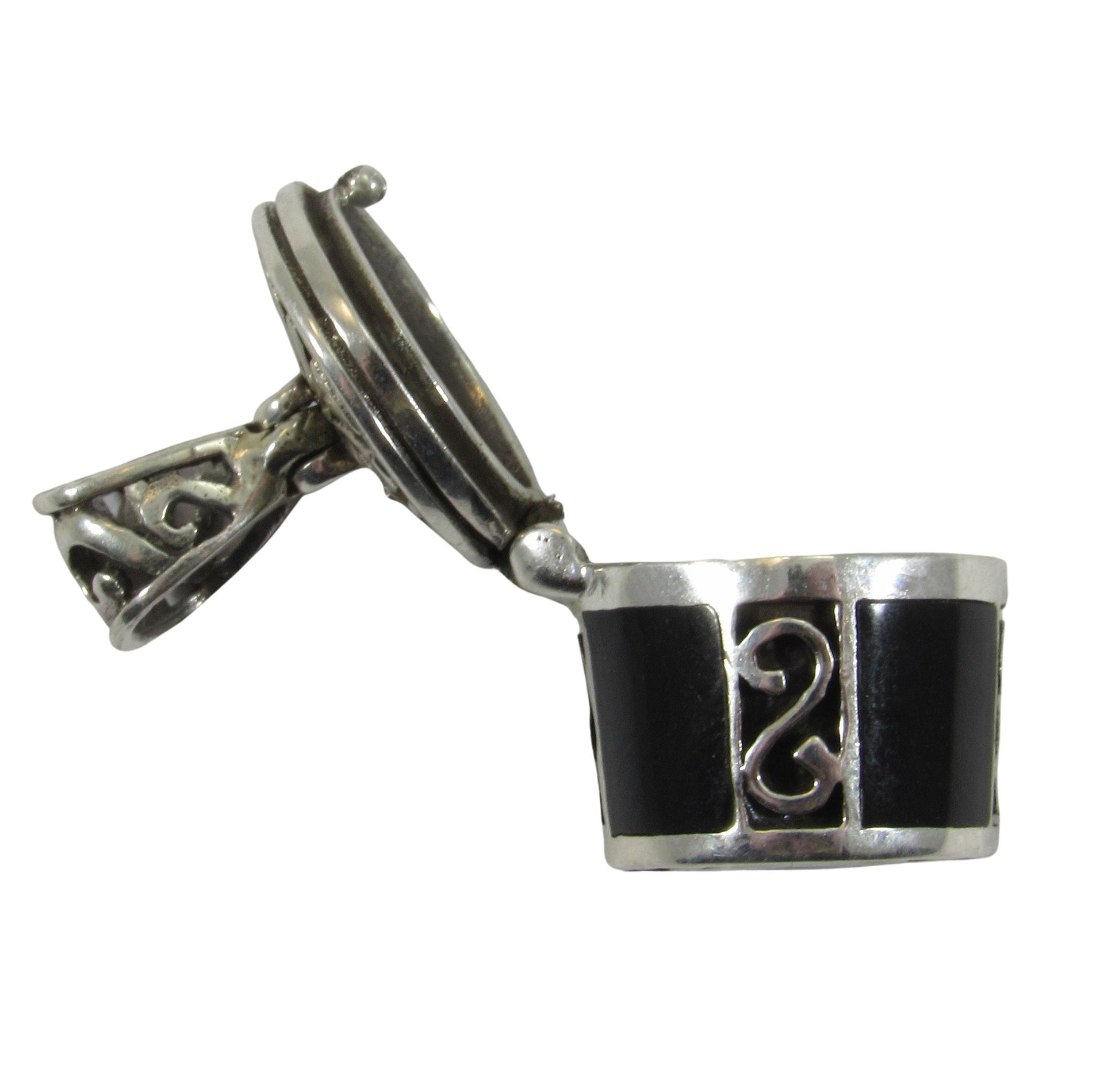 Solid 925 Sterling Silver Poison Pendant – Cremation Urn Locket for Ashes, Funerary Keepsake, Black Onyx Memorial Jewelry