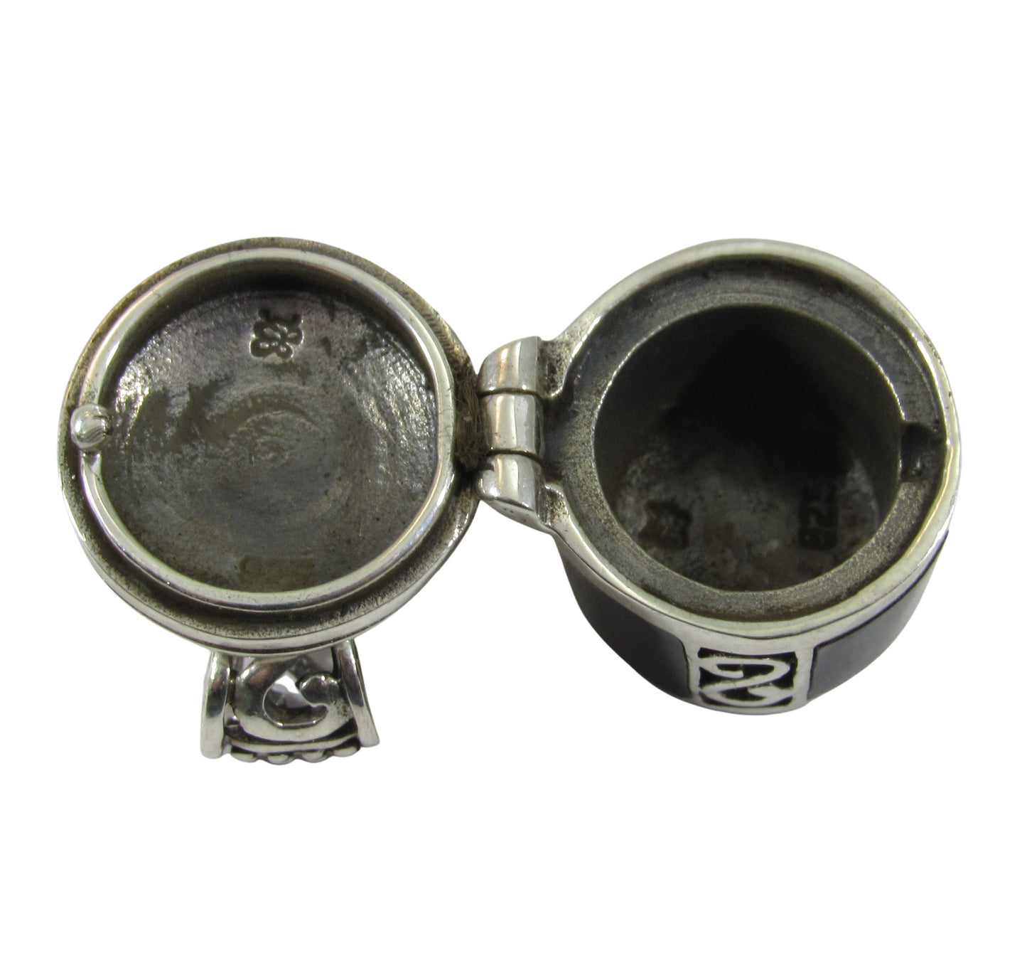 Solid 925 Sterling Silver Poison Pendant – Cremation Urn Locket for Ashes, Funerary Keepsake, Black Onyx Memorial Jewelry