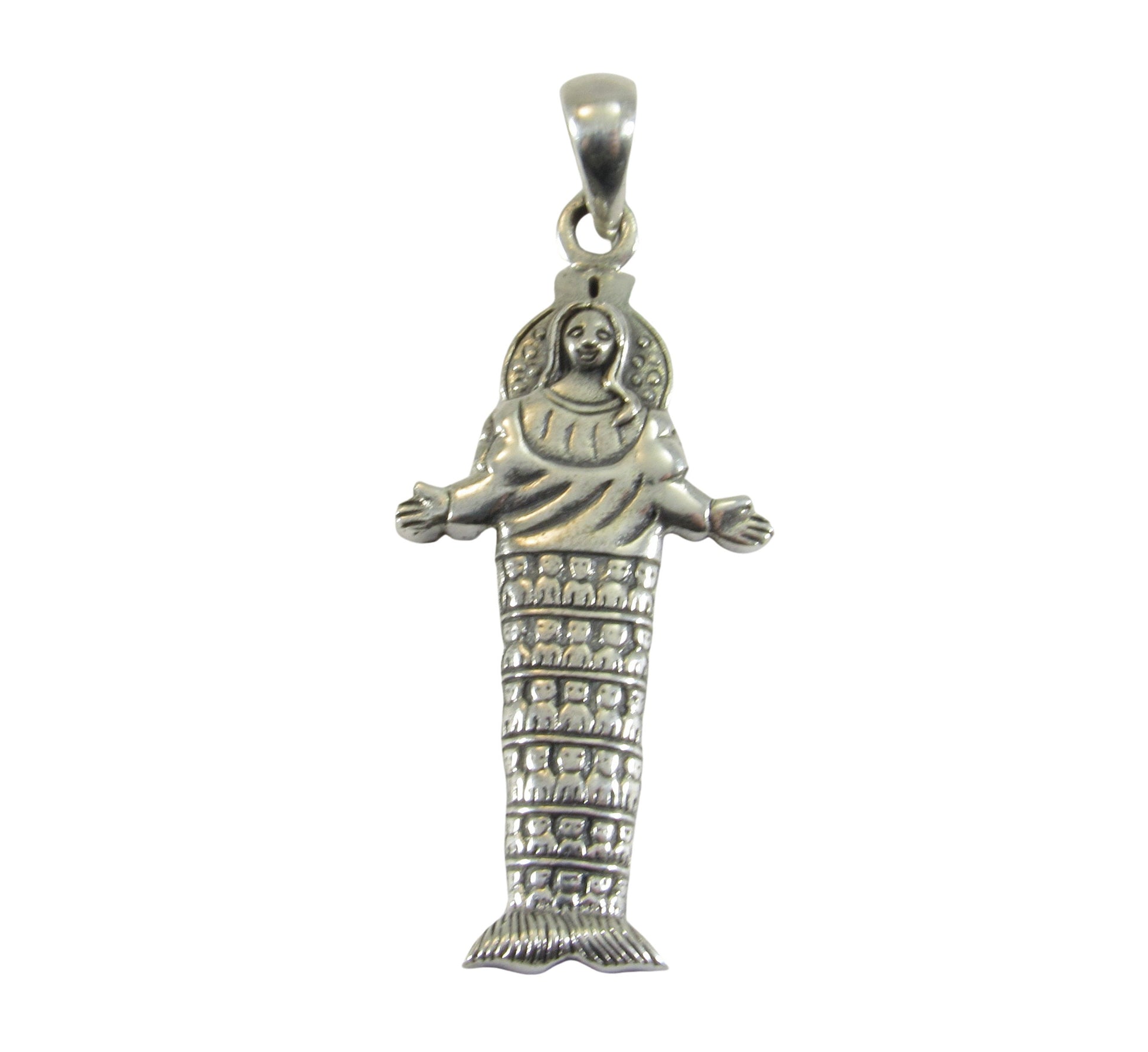 Solid 925 Sterling Silver Greek Goddess Artemis Ephesus Pendant Handcrafted Great Mother Goddess, Fertility Deity