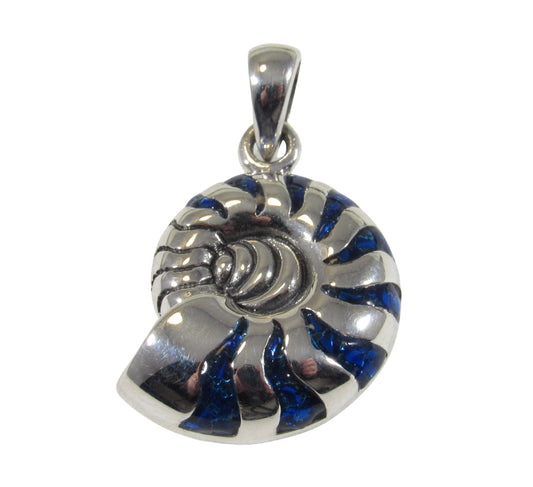 Solid 925 Sterling Silver Nautilus Spiral Shell Pendant, Sacred Geometry Jewelry, Logarithmic Phi Spiral, Symbol of Perfection