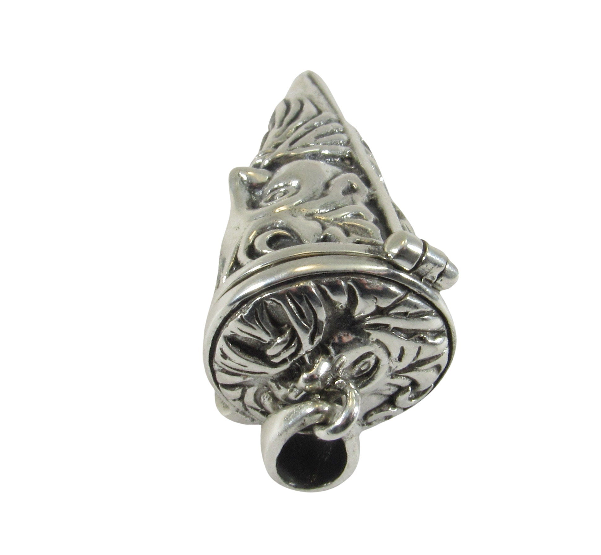 Solid 925 Sterling Silver Green Man Pendulum with Lid, Handcrafted Celtic Cernunnos Pendant for Spells & Potions