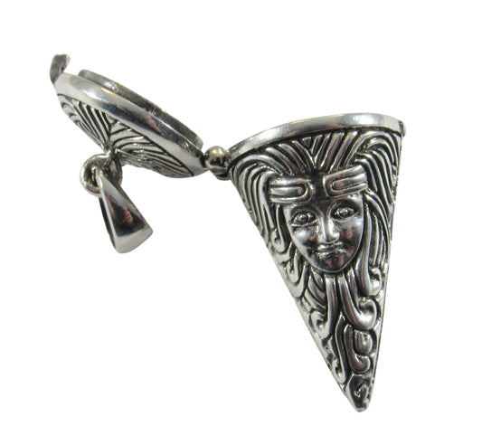 Goddess Pendulum Handcrafted in Solid 925 Sterling Silver with Hinged Lid Pendant for Spells & Potions